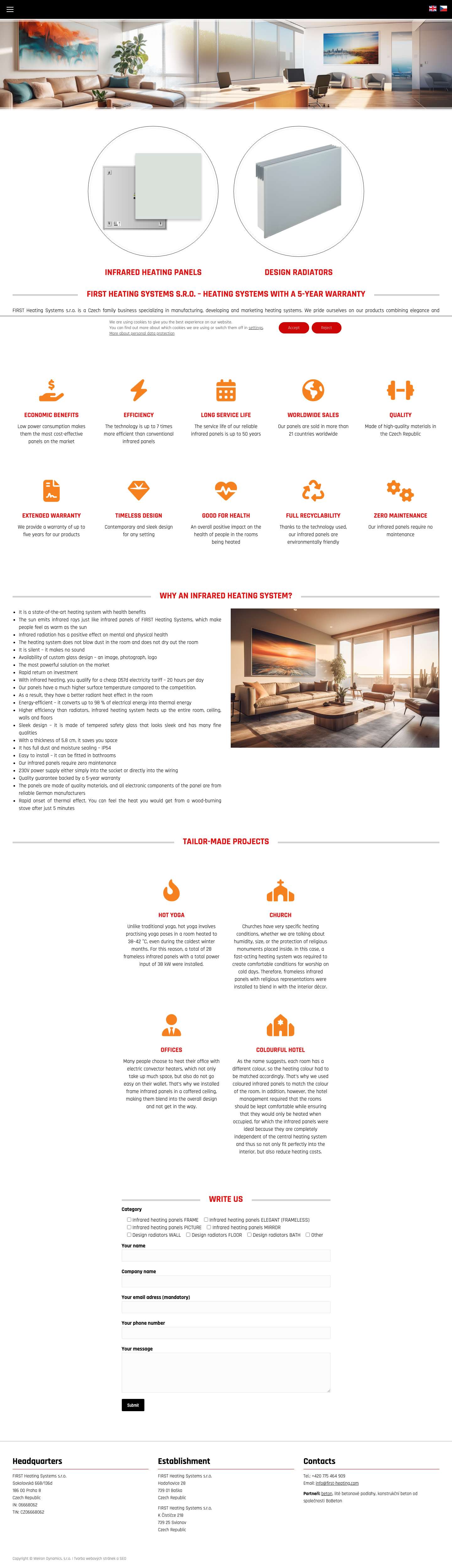 About us - FIRST Heating Systems s.r.o. - Full Screenshot