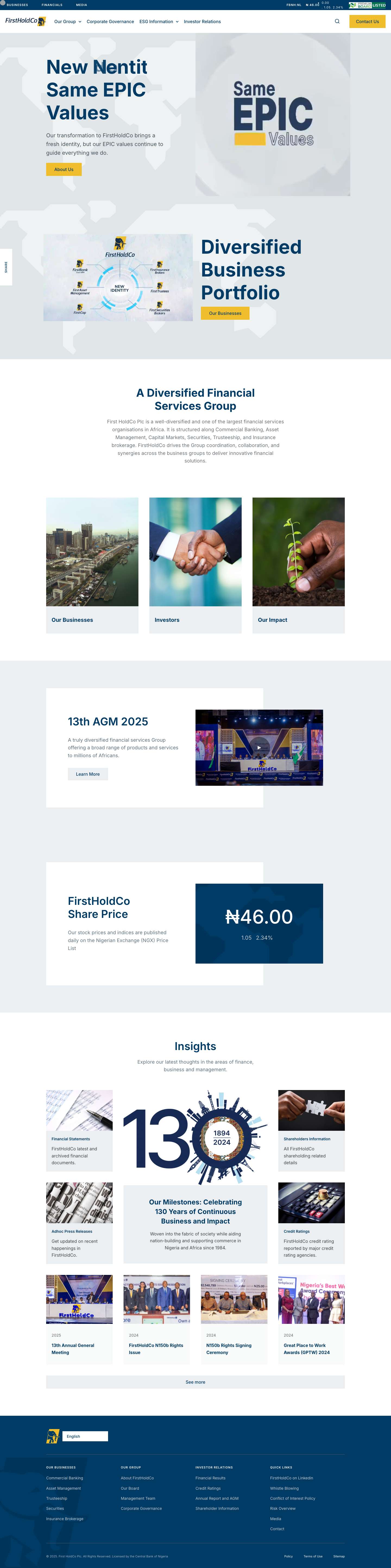 First HoldCo Plc - Diversified Financial Services Group - Full Screenshot