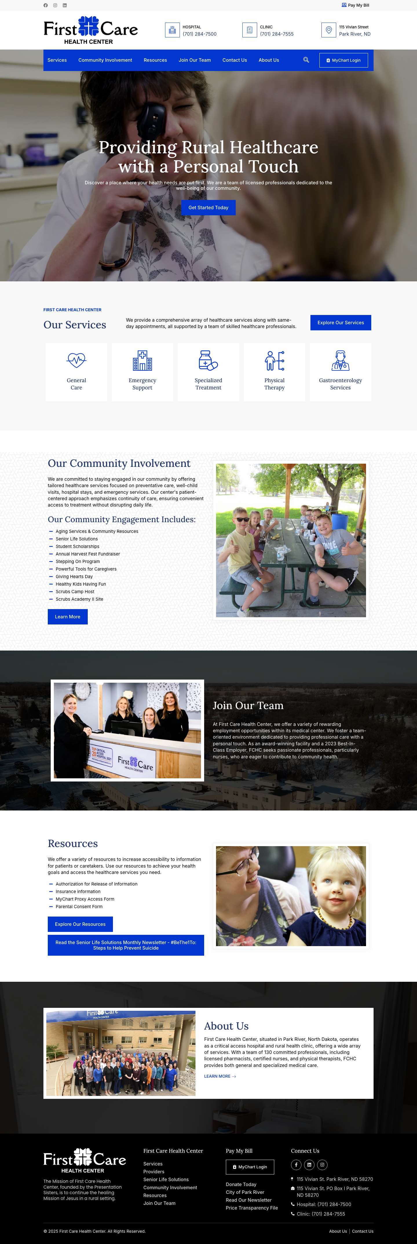 Home - First Care Health Center - Full Screenshot