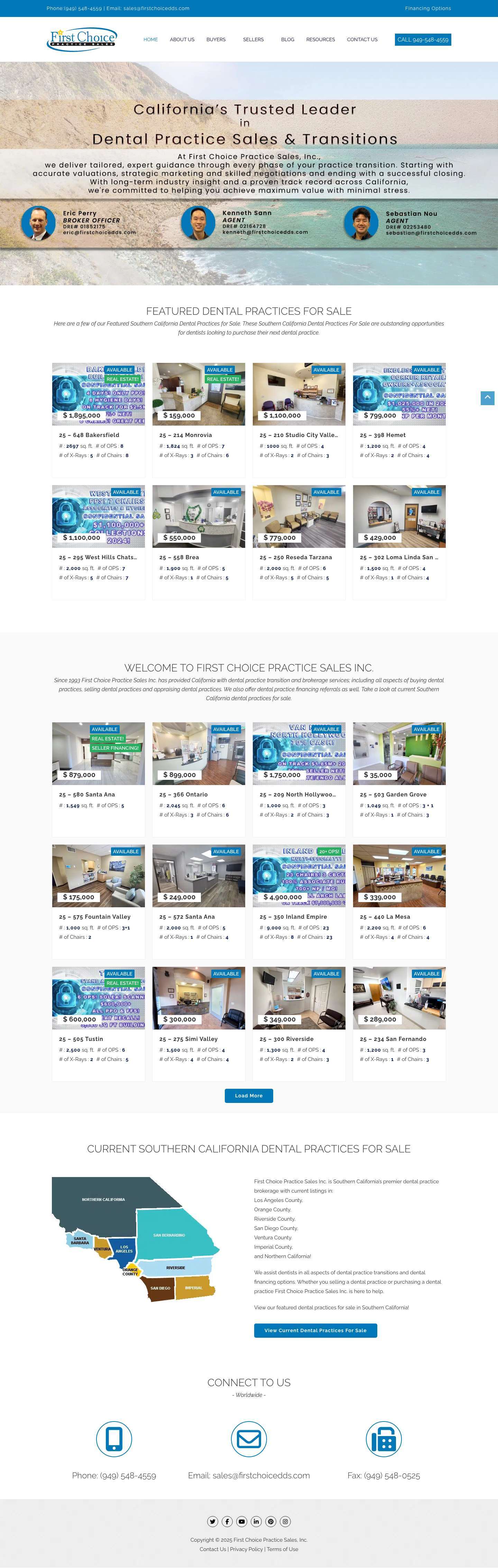 Southern California Dental Broker – Dental Practice Sales and Transitions – First Choice Practice Sales, Inc. - Full Screenshot