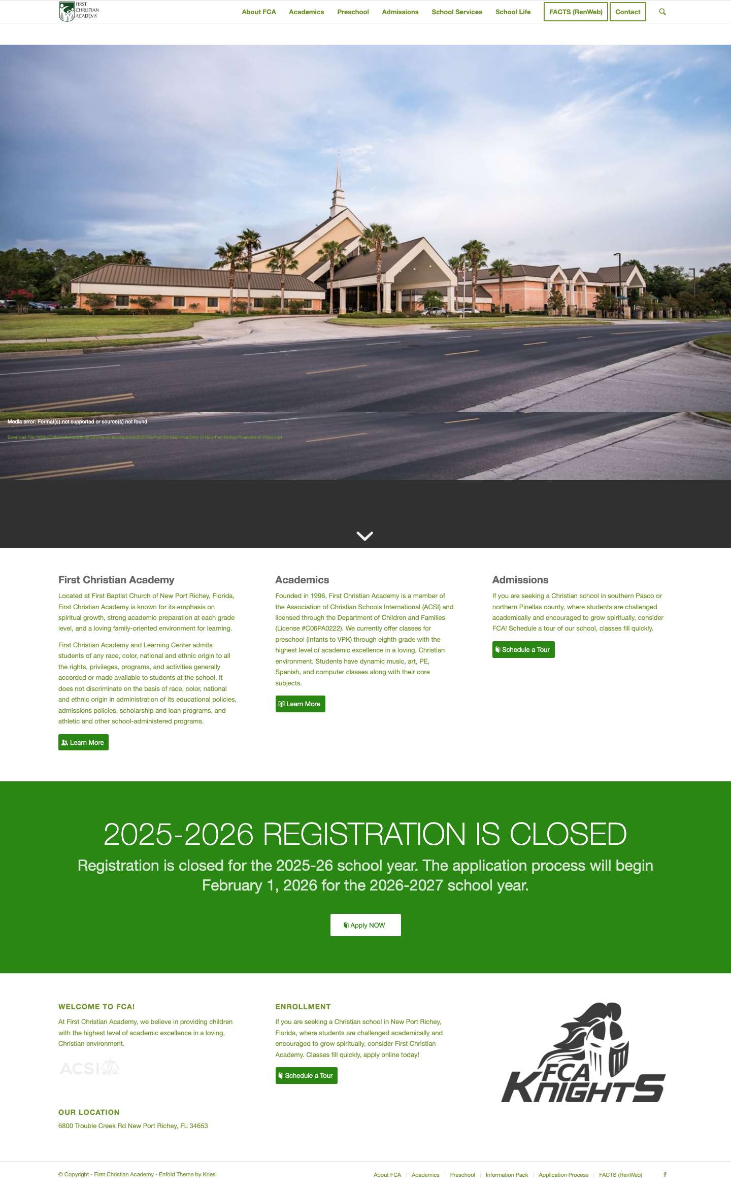 First Christian Academy | Private Christian Education - Full Screenshot