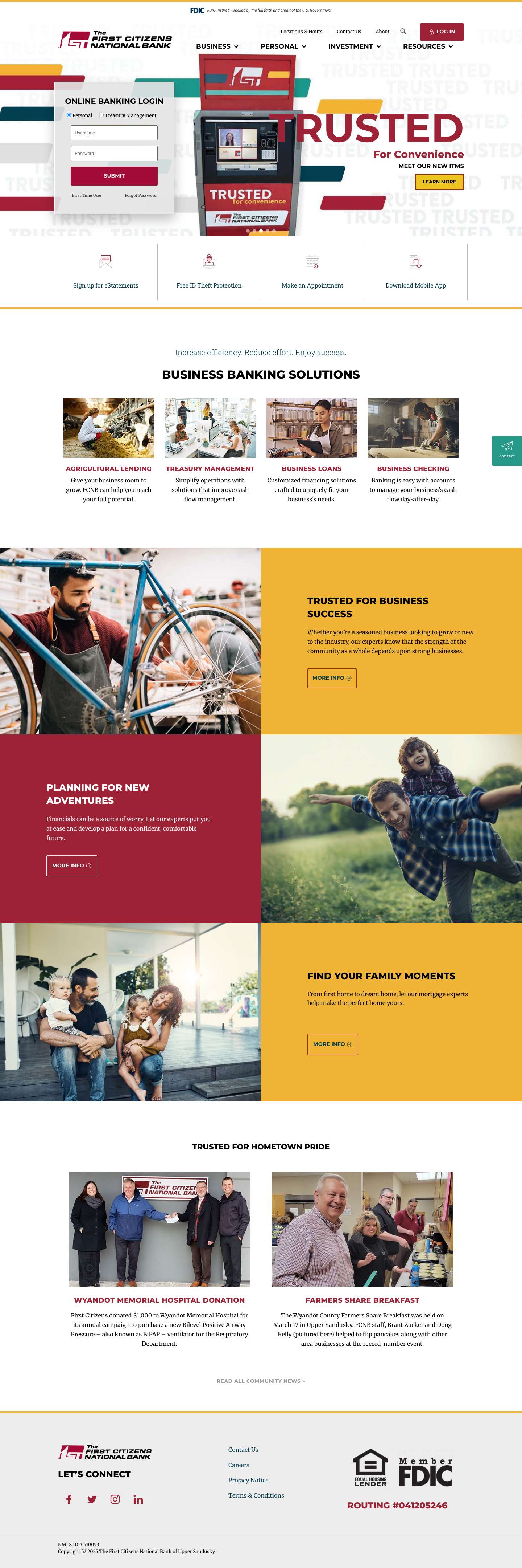 The First Citizens National Bank | www.firstcitizensnational.com - Full Screenshot