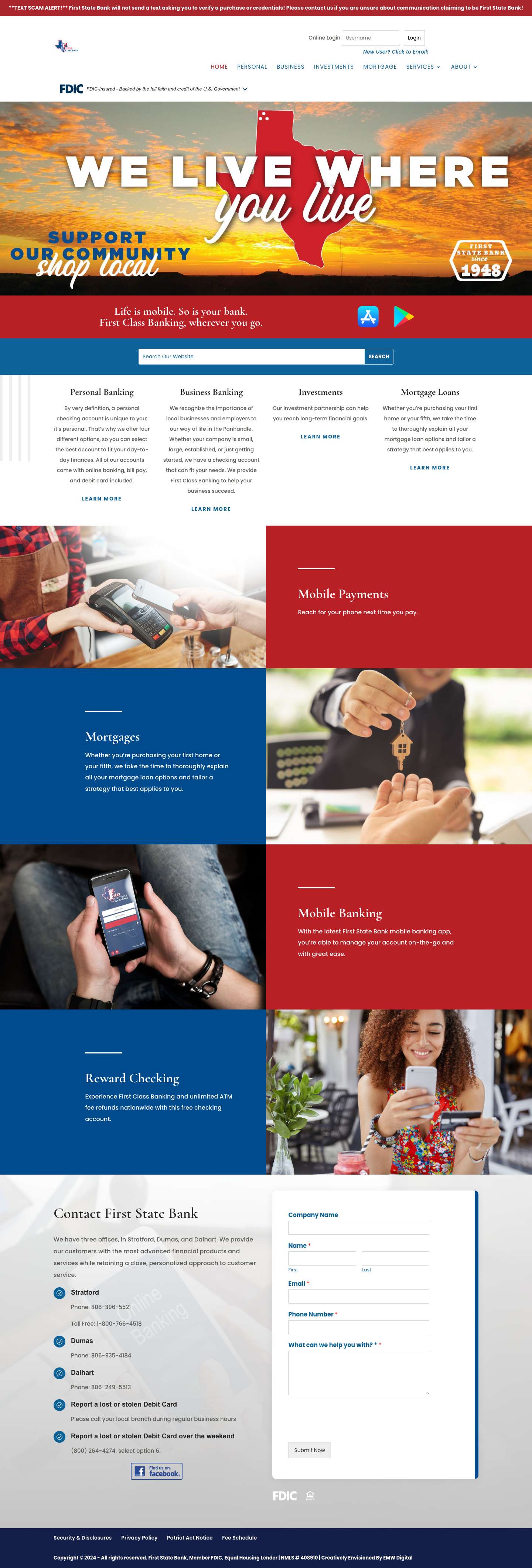 First State Bank - A Community Bank Serving Since 1948 - Full Screenshot