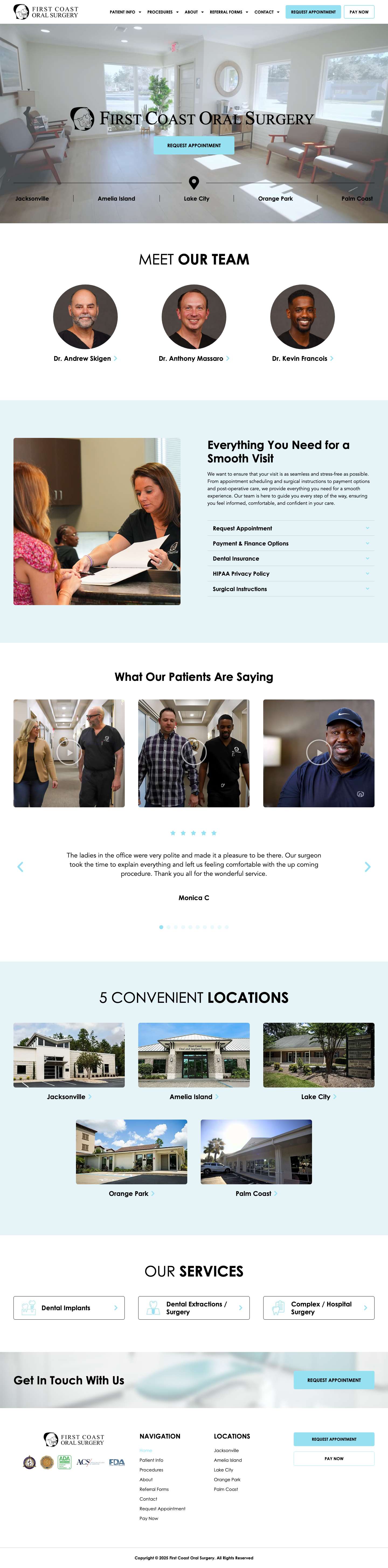 First Coast Oral Surgery | Expert Care in Northeast Florida - Full Screenshot