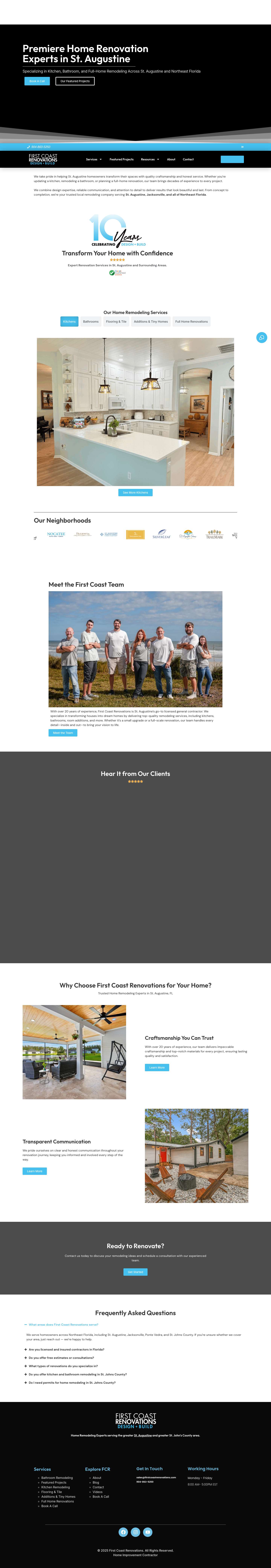 St. Augustine Remodeling & Design Team | First Coast Renovations - Full Screenshot