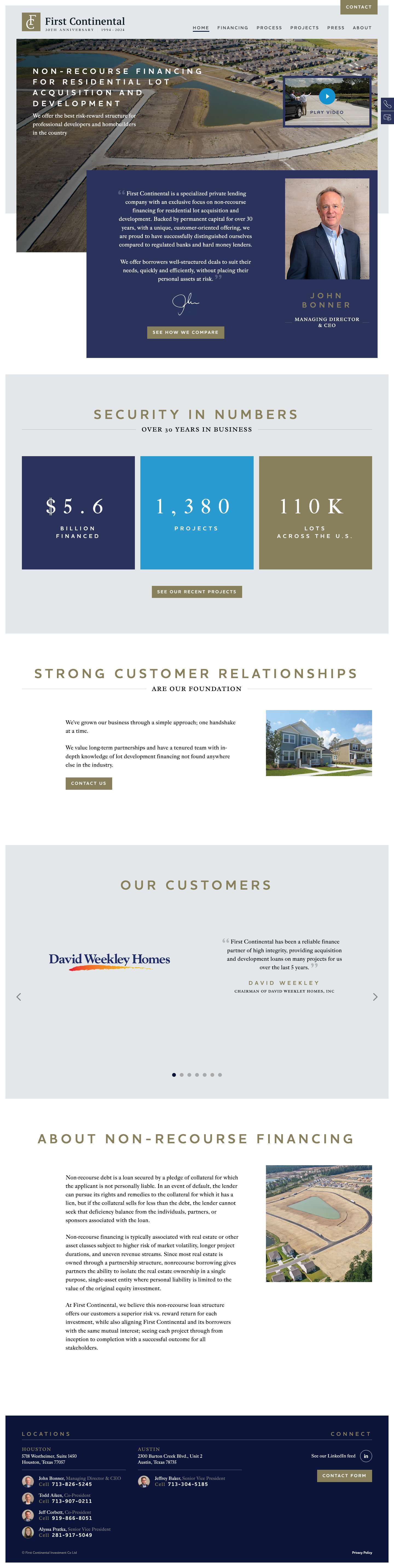 Non Recourse Financing Solutions | First Continental Private Lenders - Full Screenshot