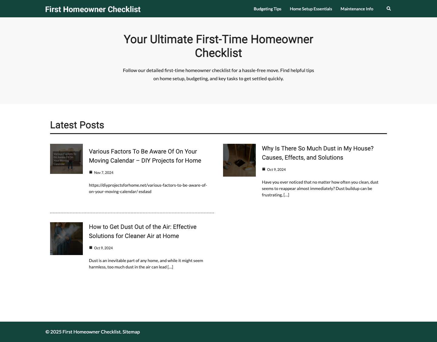 First-Time Homeowner Checklist - Tips for a Smooth Move - Full Screenshot