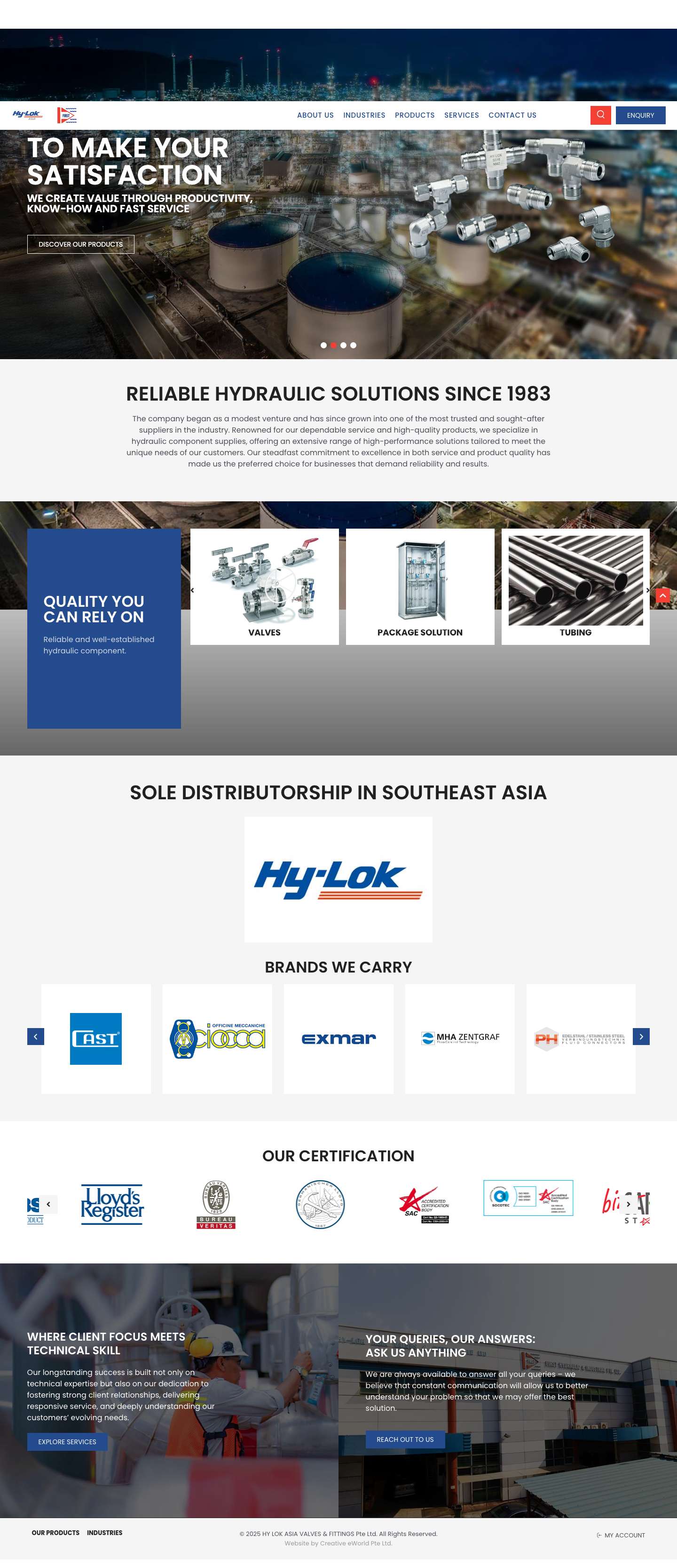 Home - HY-LOK Asia Valves & Fittings Pte Ltd. - Full Screenshot