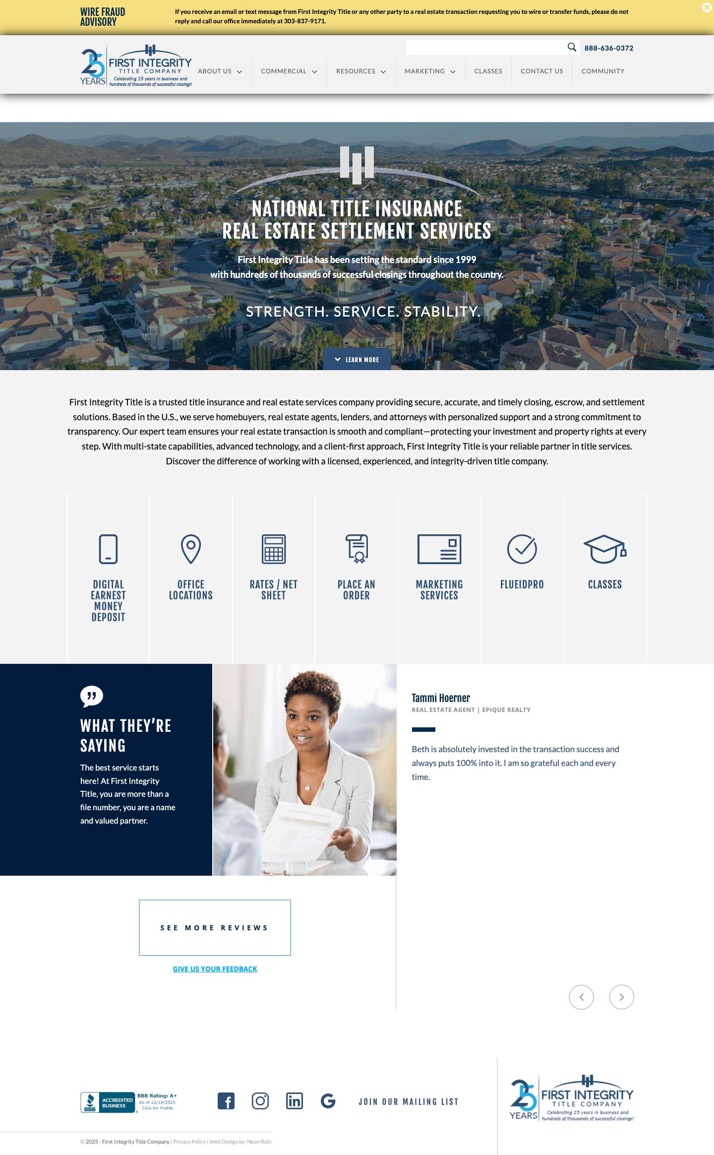 First Integrity Title Company | National Title Company - Full Screenshot