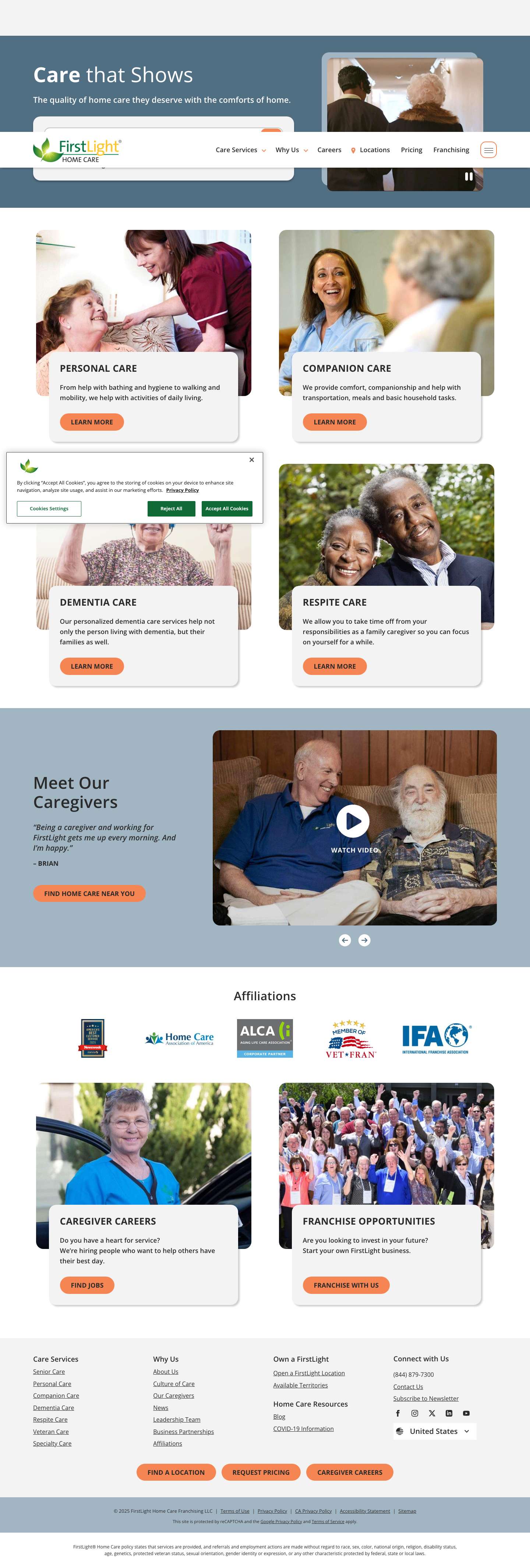 Home Care & Caregiver Services | FirstLight Home Care - Full Screenshot