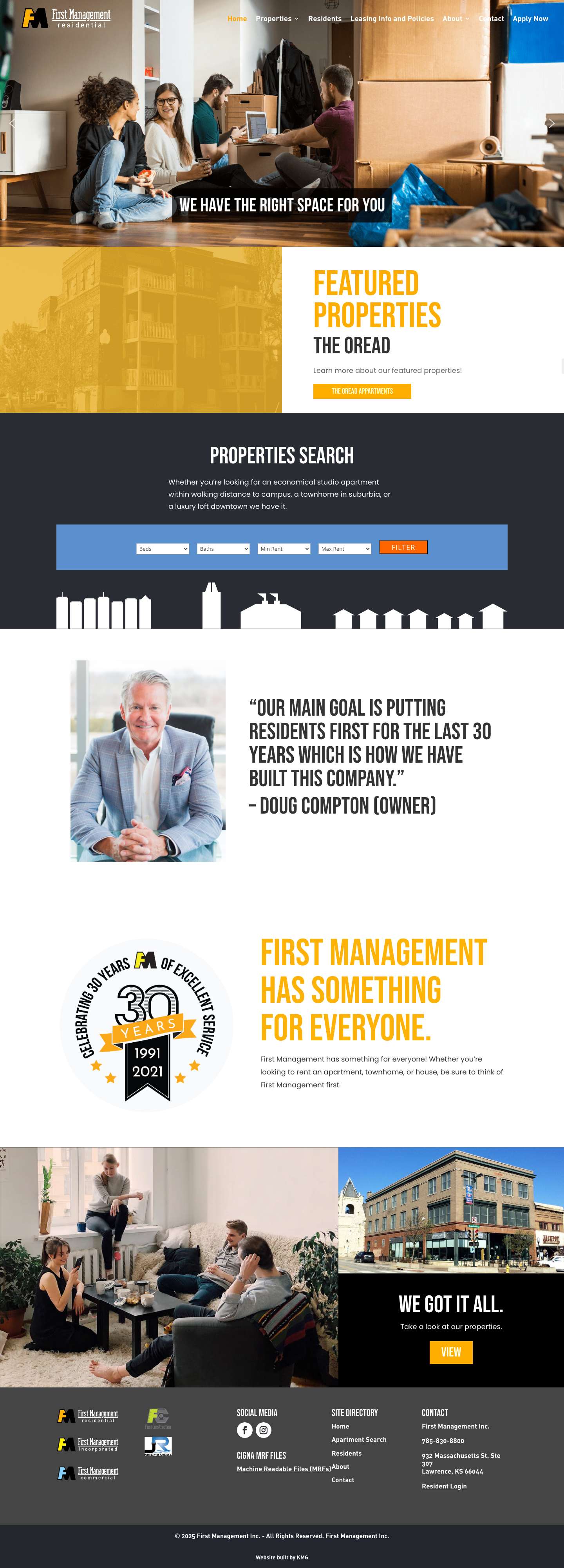 Home - First Management Inc. Property Management in Kansas - Full Screenshot