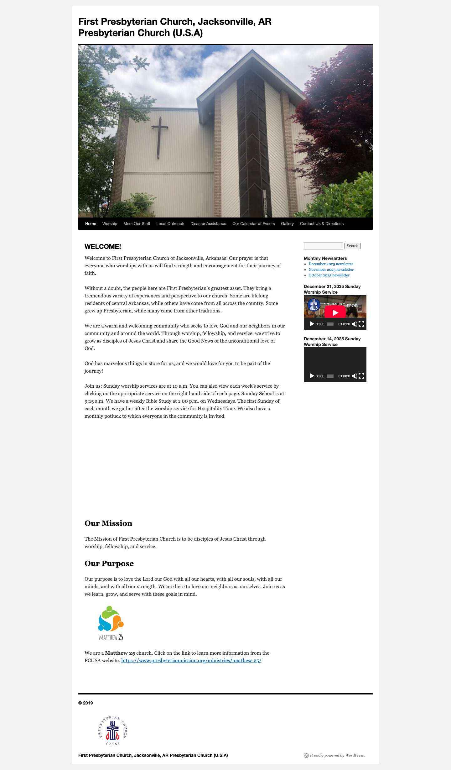 First Presbyterian Church, Jacksonville, AR Presbyterian Church (U.S.A) - Full Screenshot