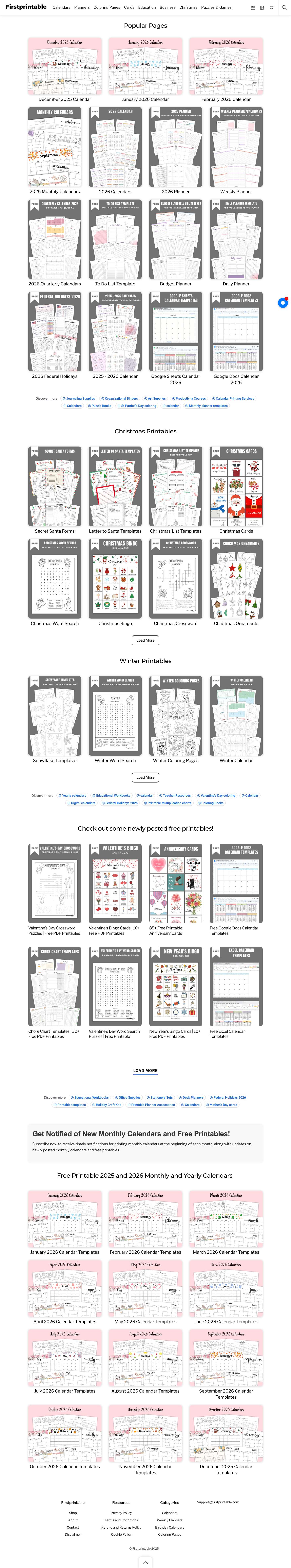 Firstprintable: Free Printables, Calendars, & Editable Templates - Full Screenshot