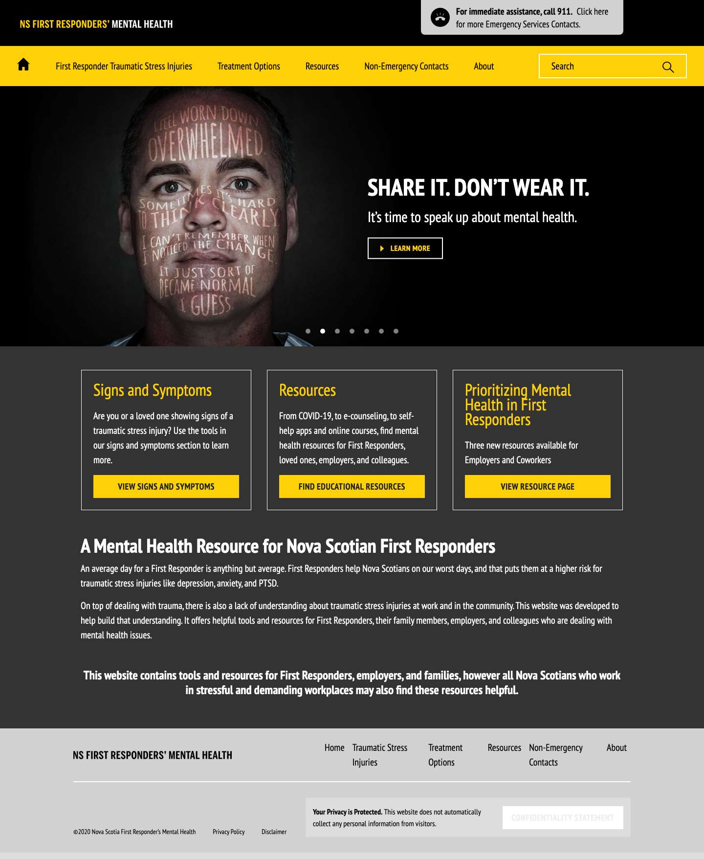 Nova Scotia First Responders' Mental Health | Share It Don't Wear It - Full Screenshot