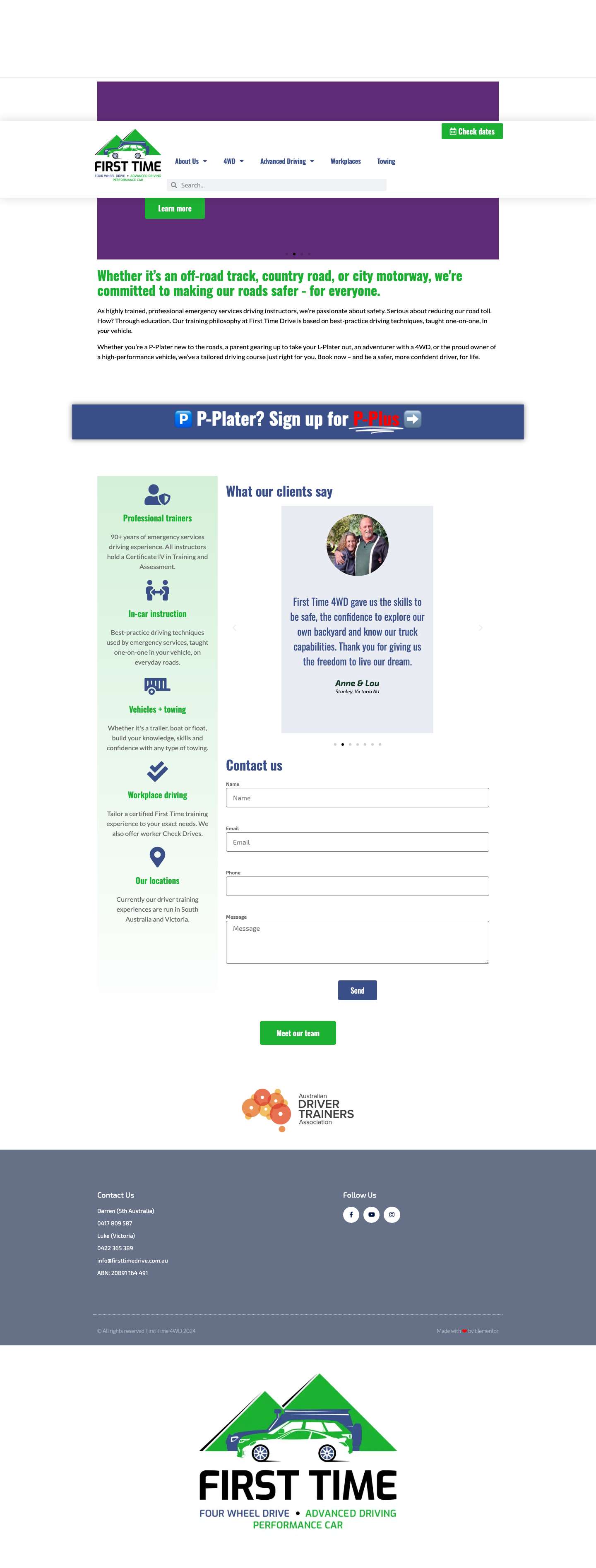Website home page - First Time Drive - Full Screenshot