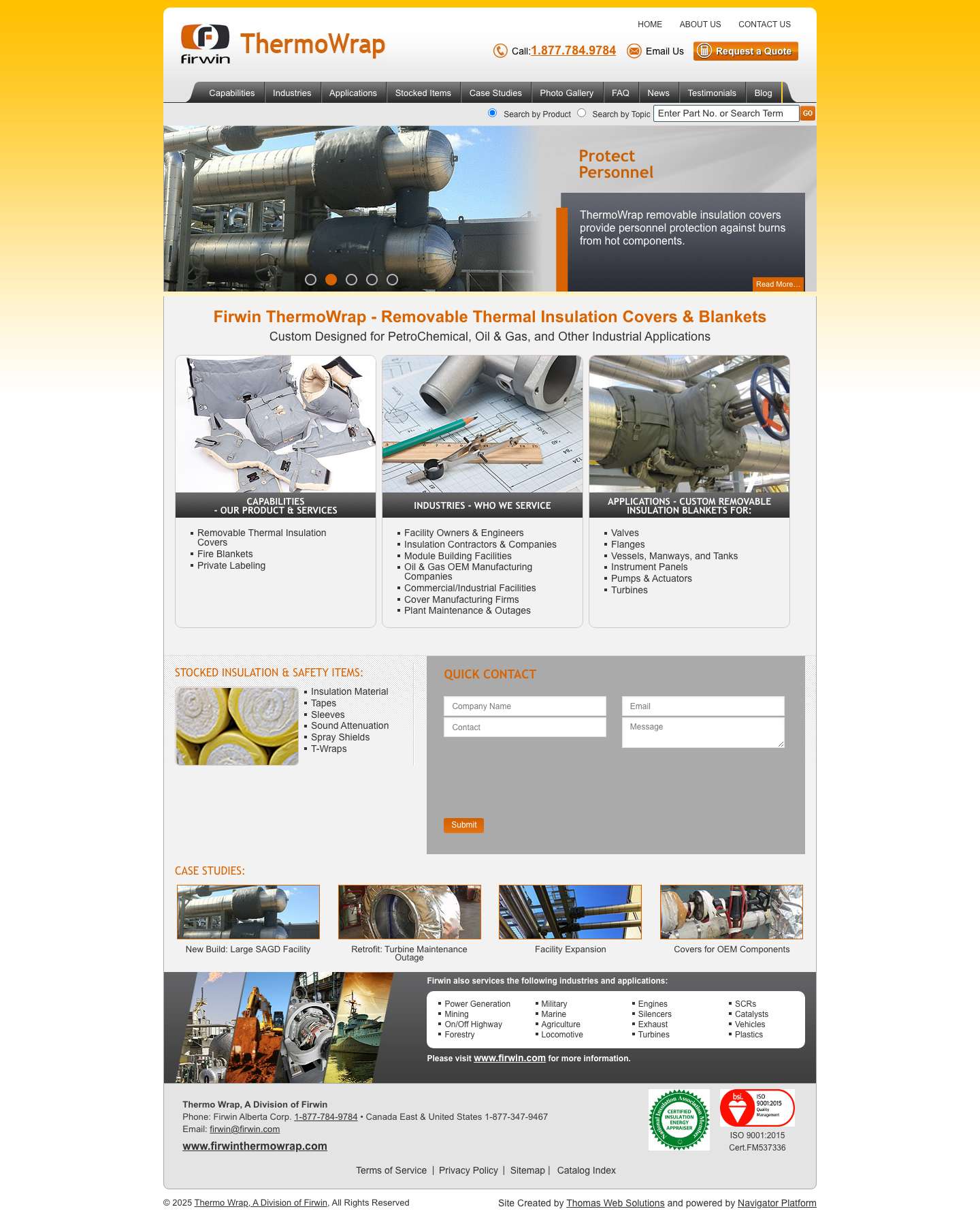 ThermoWrap Removable Insulation Covers & Blankets - Toronto, ON - A Division of Firwin Corporation - Full Screenshot
