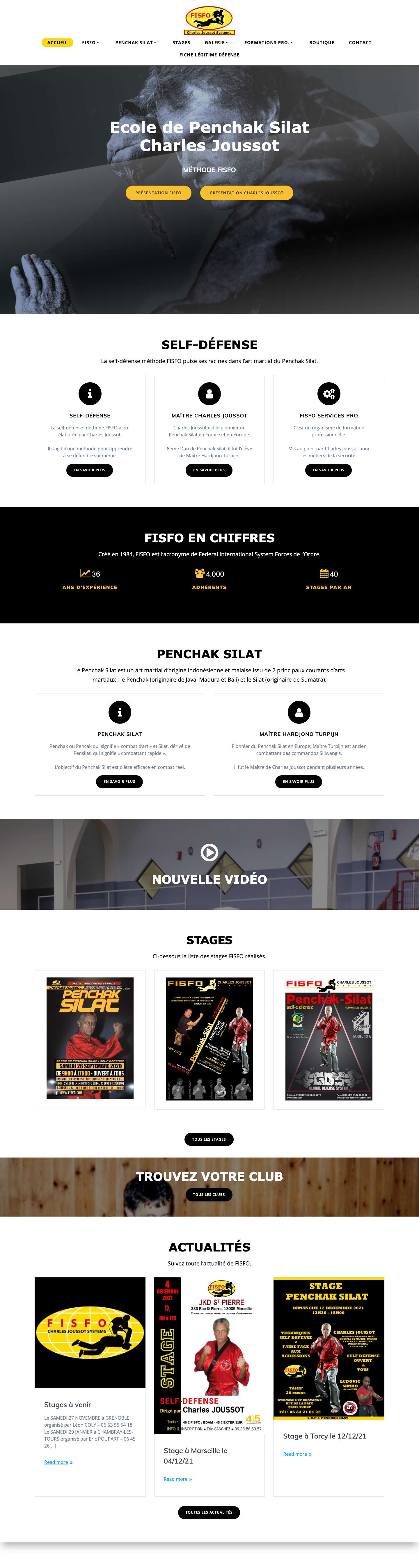 Accueil - Ecole de Penchak Silat Charles Joussot - Méthode FISFO - Full Screenshot