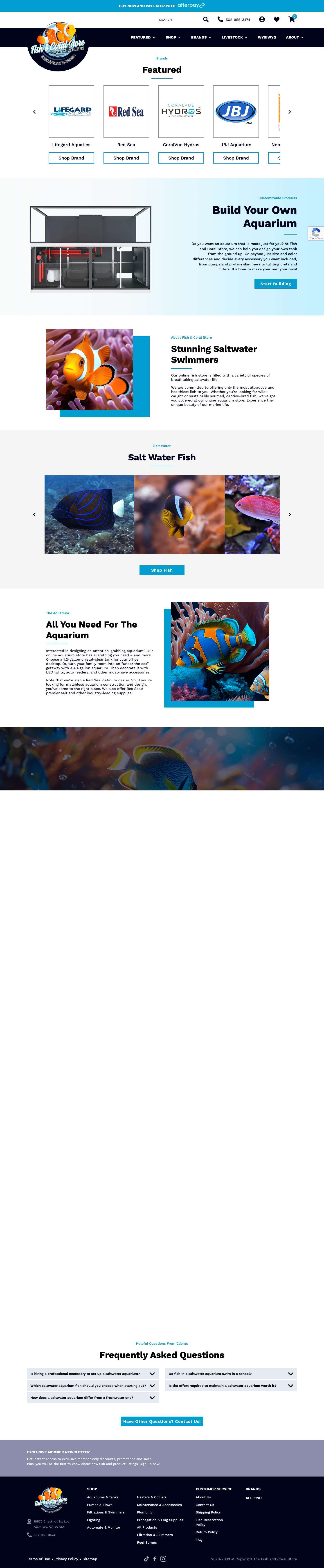 Your Online Fish & Aquarium Store | Fish and Coral Store - Full Screenshot