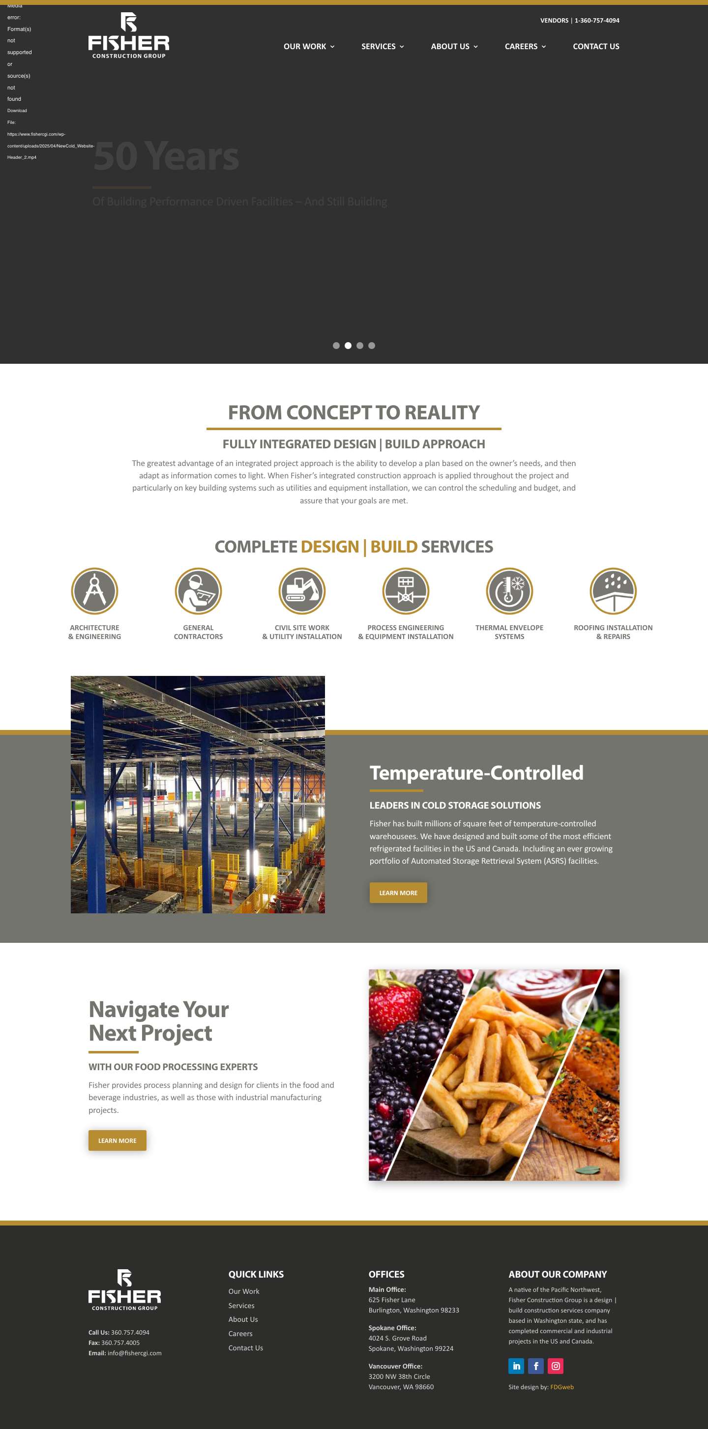 Fisher Construction Group | Design | Build Contractors - Full Screenshot
