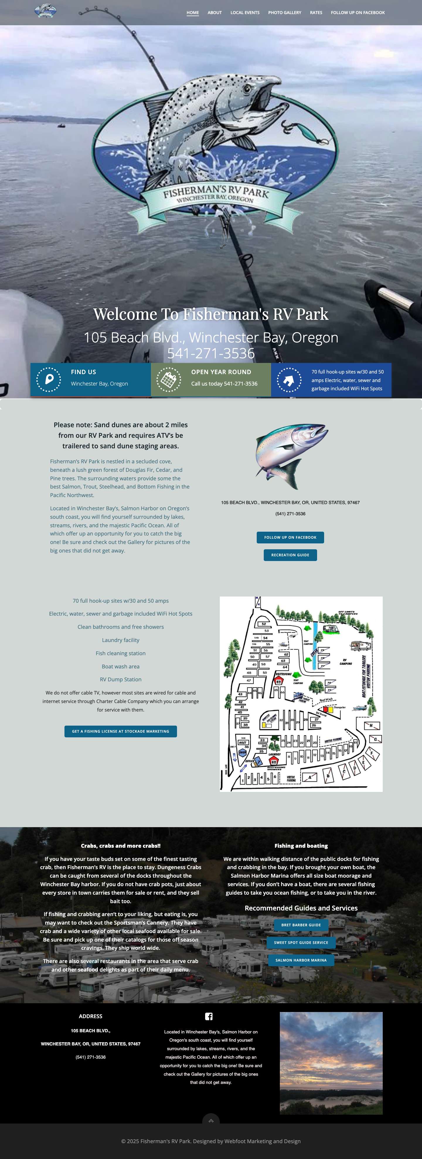 Fisherman's RV Park – 105 Beach Blvd., Winchester Bay, Oregon - Full Screenshot