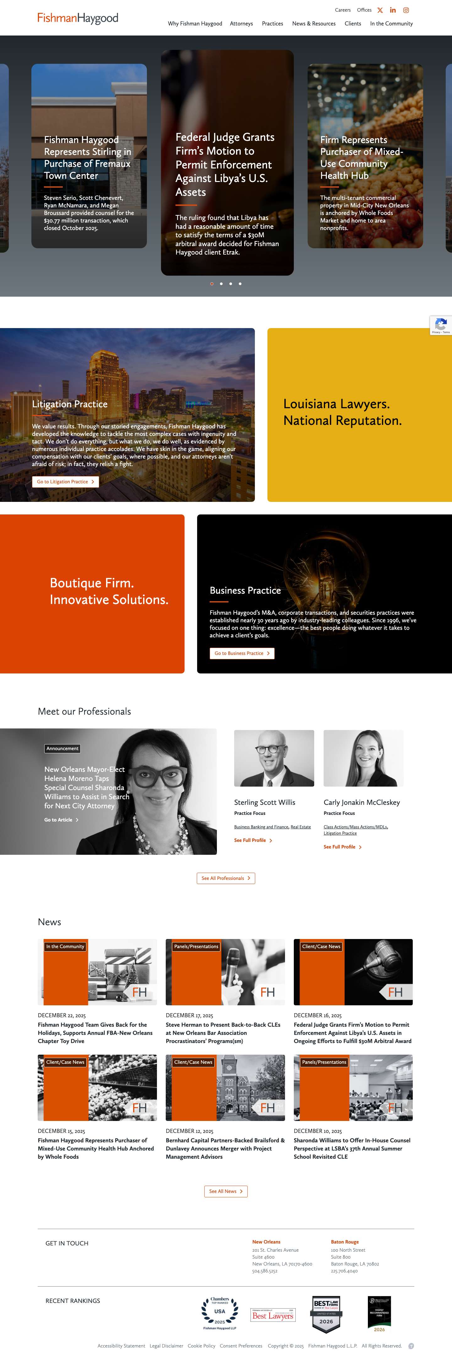 Fishman Haygood LLP | Boutique Firm. Innovative Solutions. - Full Screenshot
