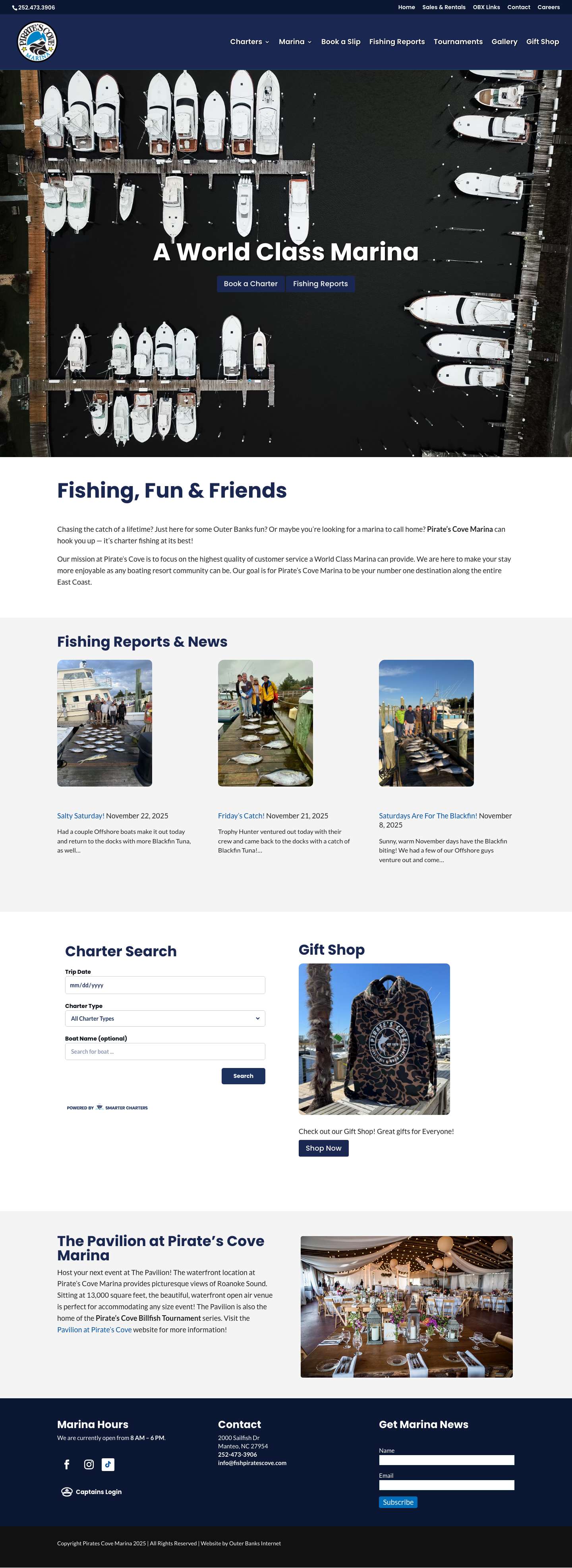 Pirate's Cove Marina - Outer Banks Charter Fishing Marina with Fuel Dock - Full Screenshot