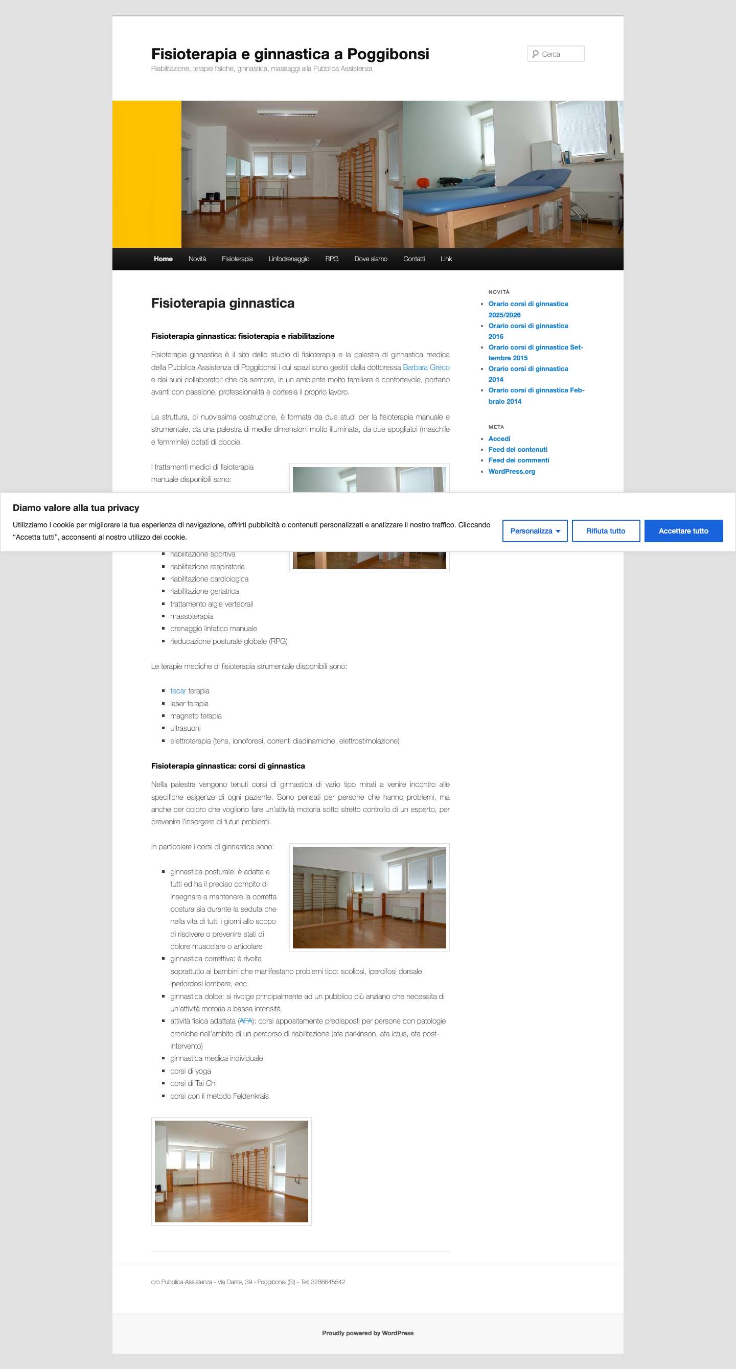 Fisioterapia ginnastica riabilitazione massaggi PoggibonsiFisioterapia e ginnastica a Poggibonsi | Riabilitazione, terapie fisiche, ginnastica, massaggi alla Pubblica Assistenza Fisioterapia ginnastica riabilitazione massaggi Poggibonsi - Full Screenshot