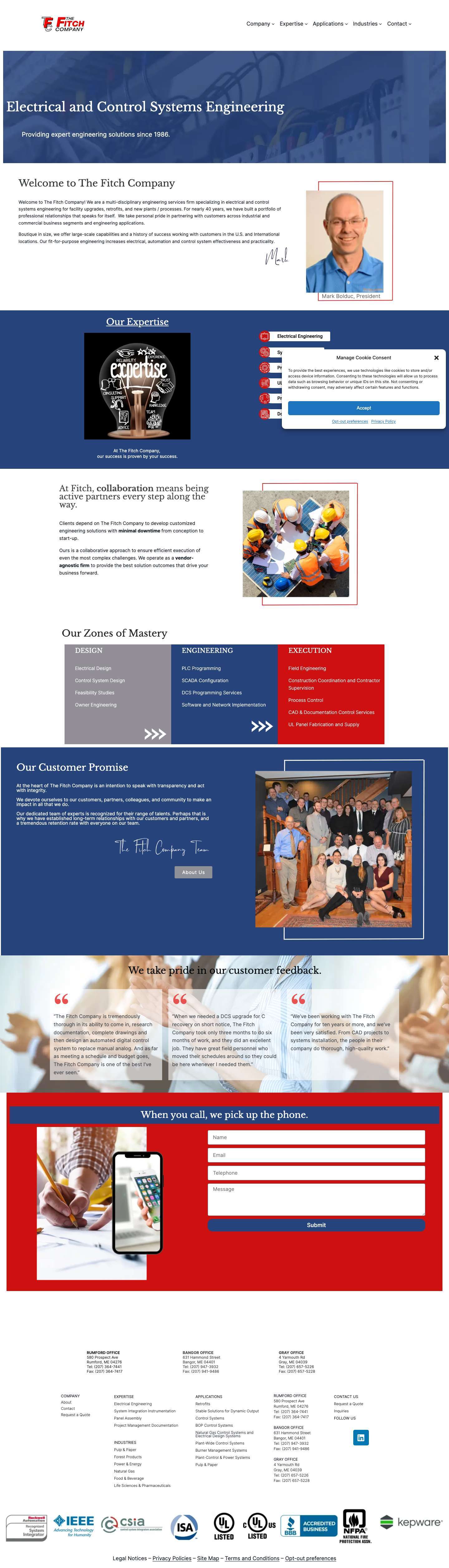 The Fitch Company - Electrical and Control Systems Engineering - Full Screenshot