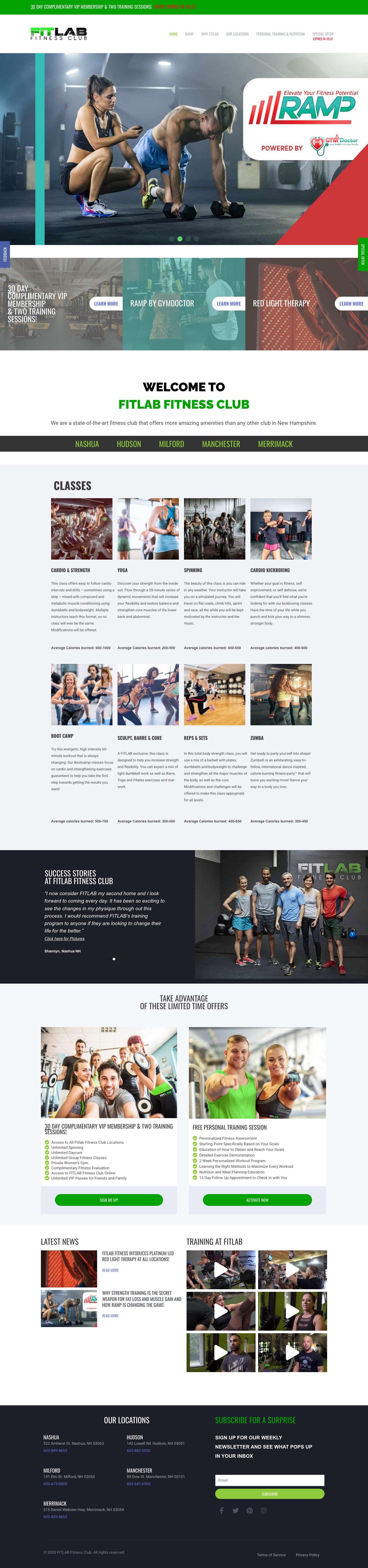 FITLAB Fitness Club: Gym, Personal Trainer & Juice Bar in NH - Full Screenshot