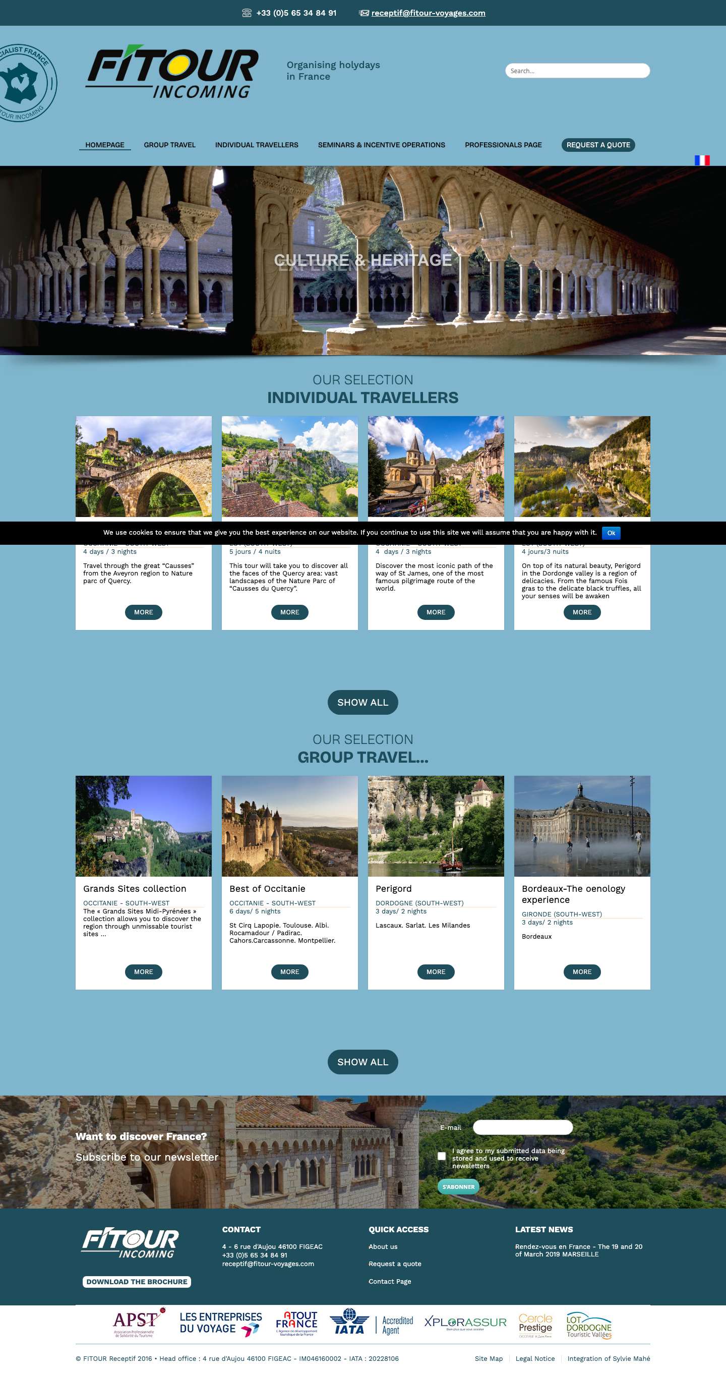 FITOUR Incoming » Organising holidays in France - Full Screenshot