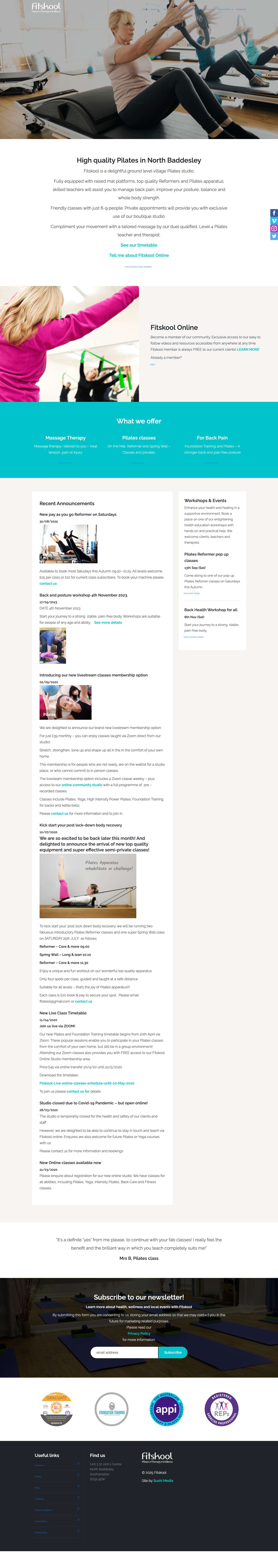 Fitskool – Pilates. Wellness. Therapy. - Full Screenshot