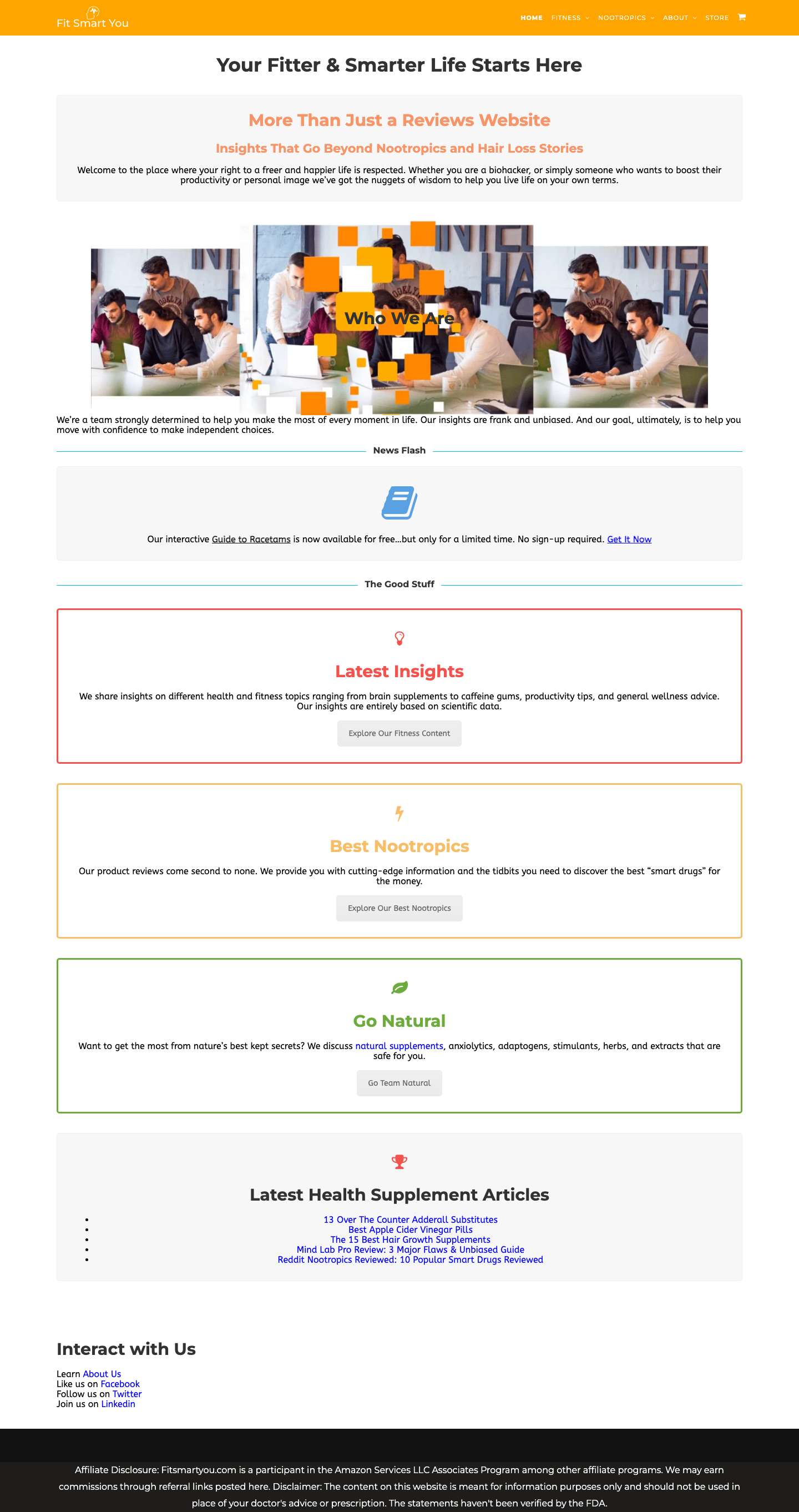 Latest Health, Supplements, Nootropics Reviews & Advice : Home - Full Screenshot