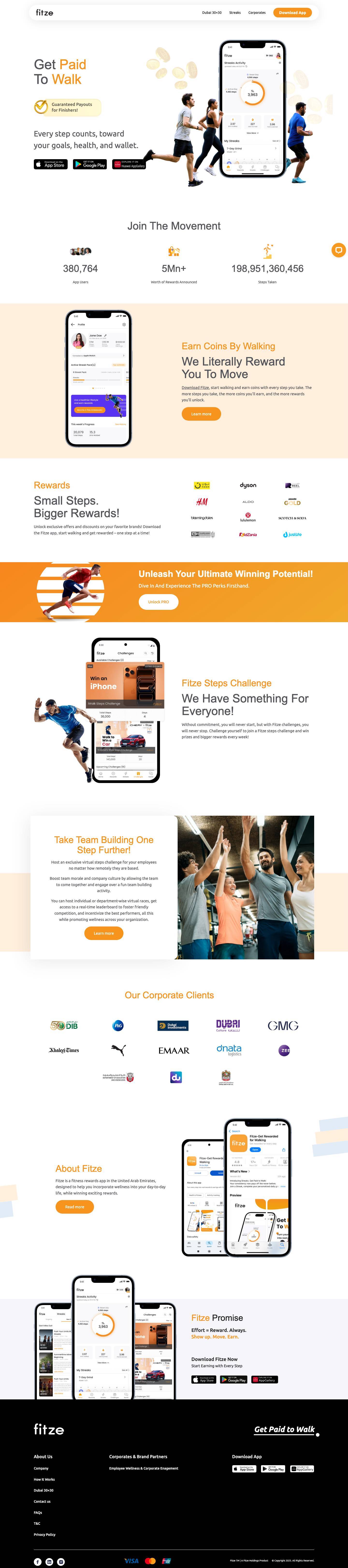 Fitness Rewards App in UAE - Get Rewards For Walking | Fitze - Full Screenshot