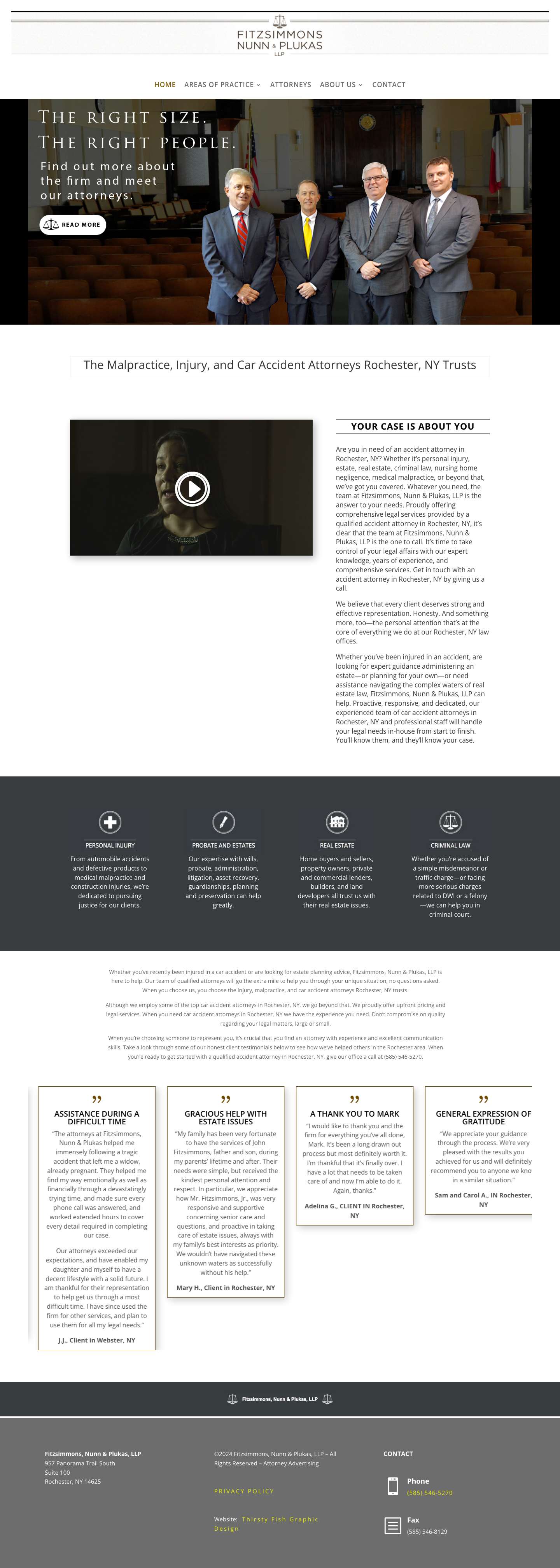 Accident Attorney Rochester, NY | Fitzsimmons, Nunn & Plukas - Full Screenshot