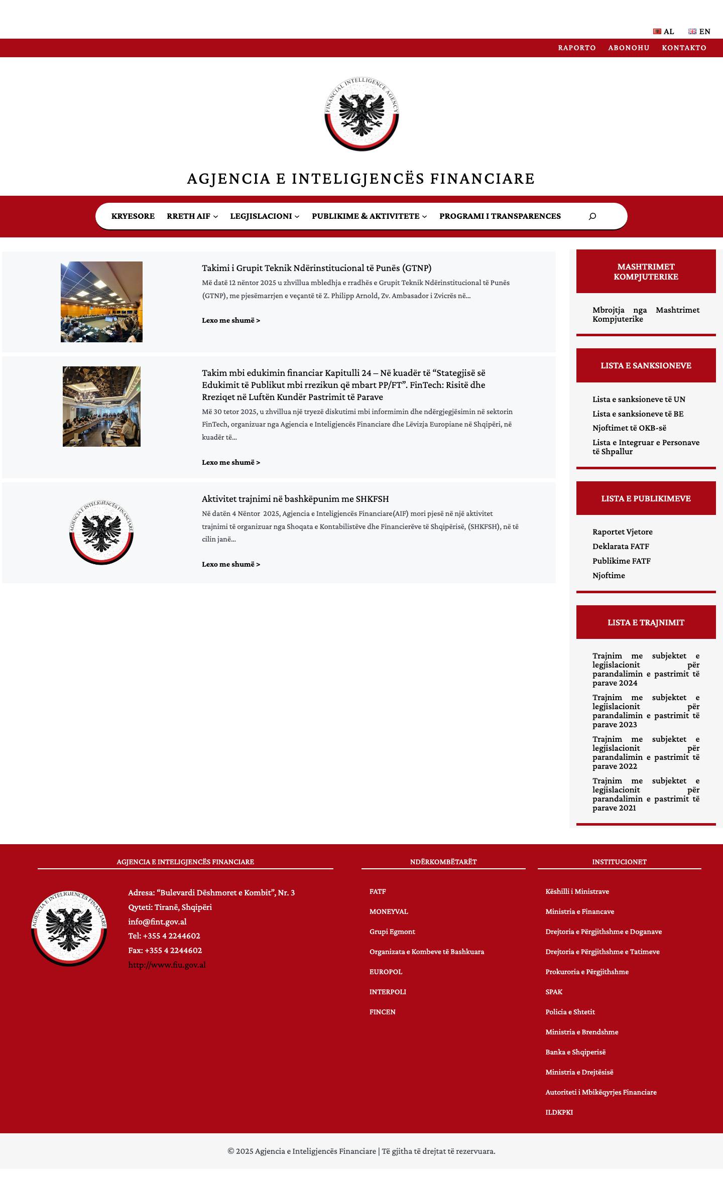 Agjencia e Inteligjencës Financiare – AIF - Full Screenshot