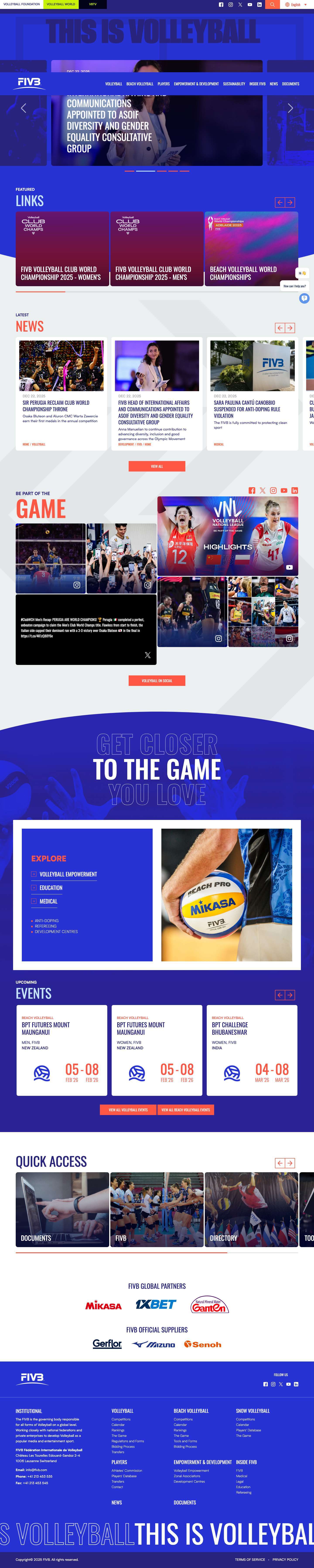 FIVB - Fédération Internationale de Volleyball - Full Screenshot