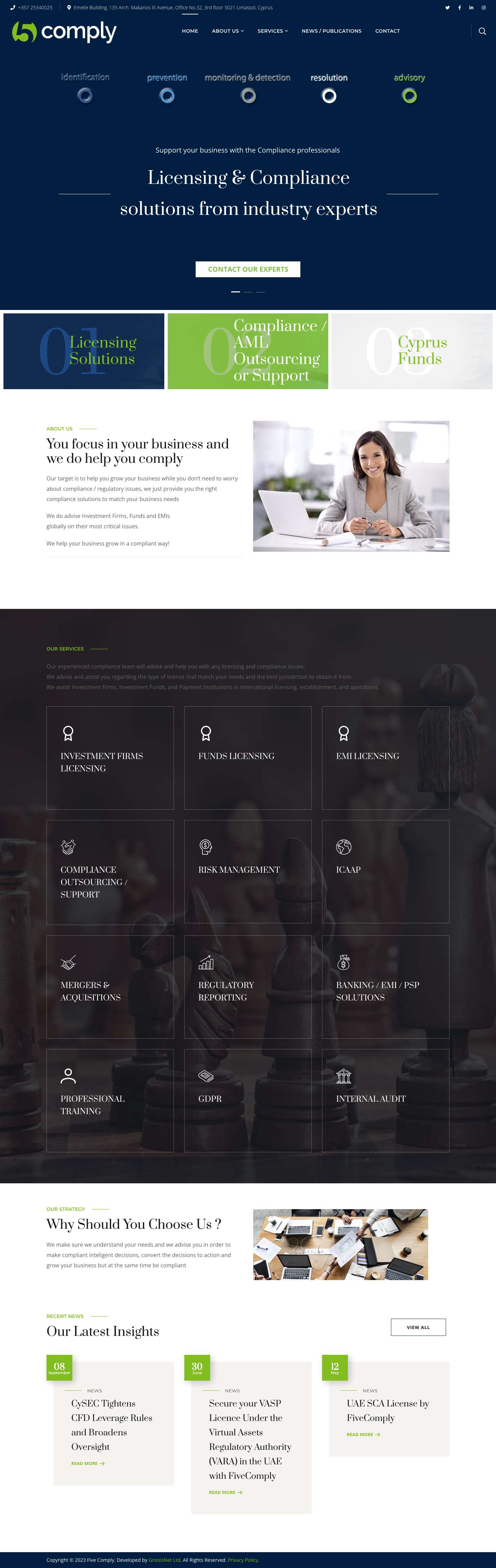 Home - FiveComply FiveComply | Licensing and Compliance Solutions | Cyprus - Full Screenshot