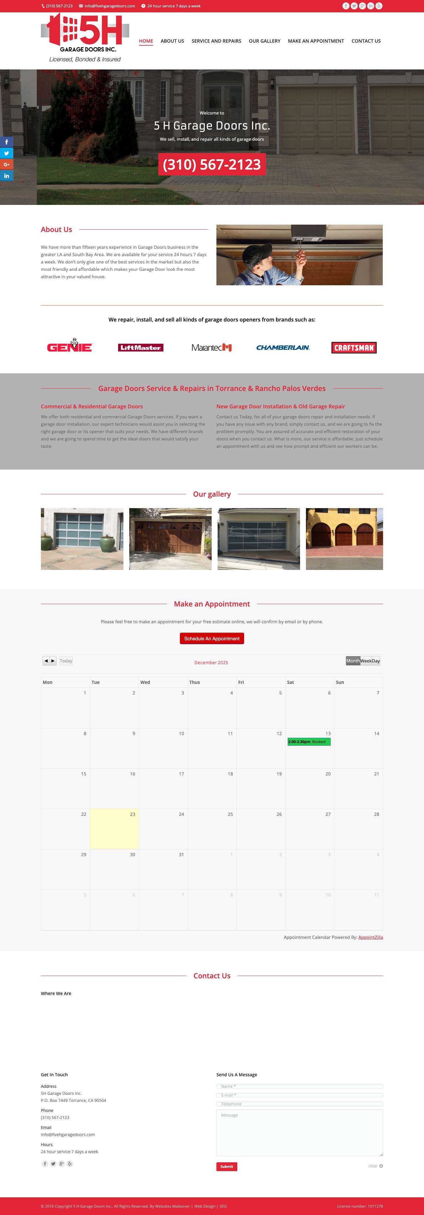 5H Garage Doors | Garage Doors in Torrance Rancho Palos Verdes - Full Screenshot