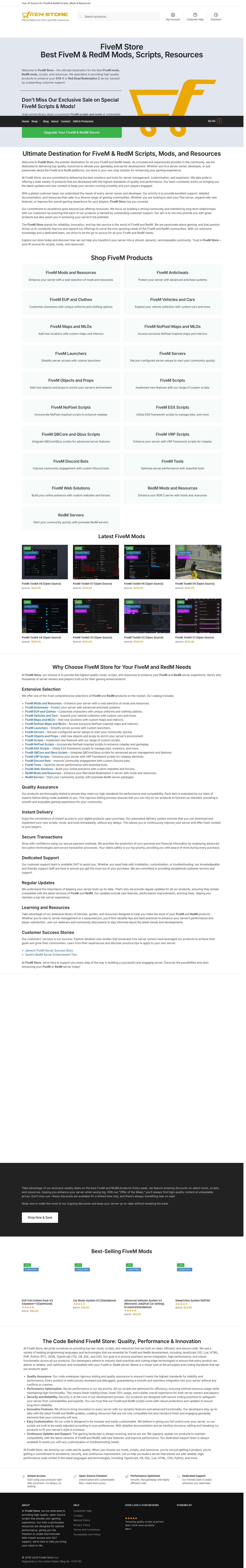 FiveM Store: Best FiveM & RedM Mods, Scripts and Resources - Full Screenshot