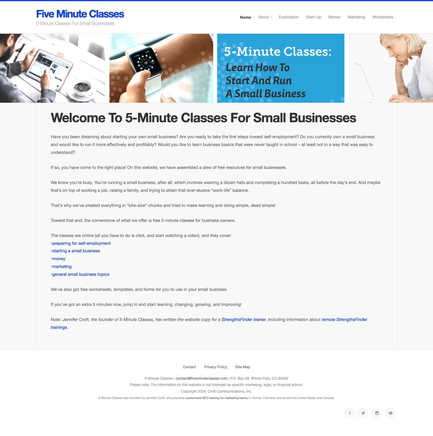 5-Minute Classes | Free Online Classes For Small Businesses - Full Screenshot