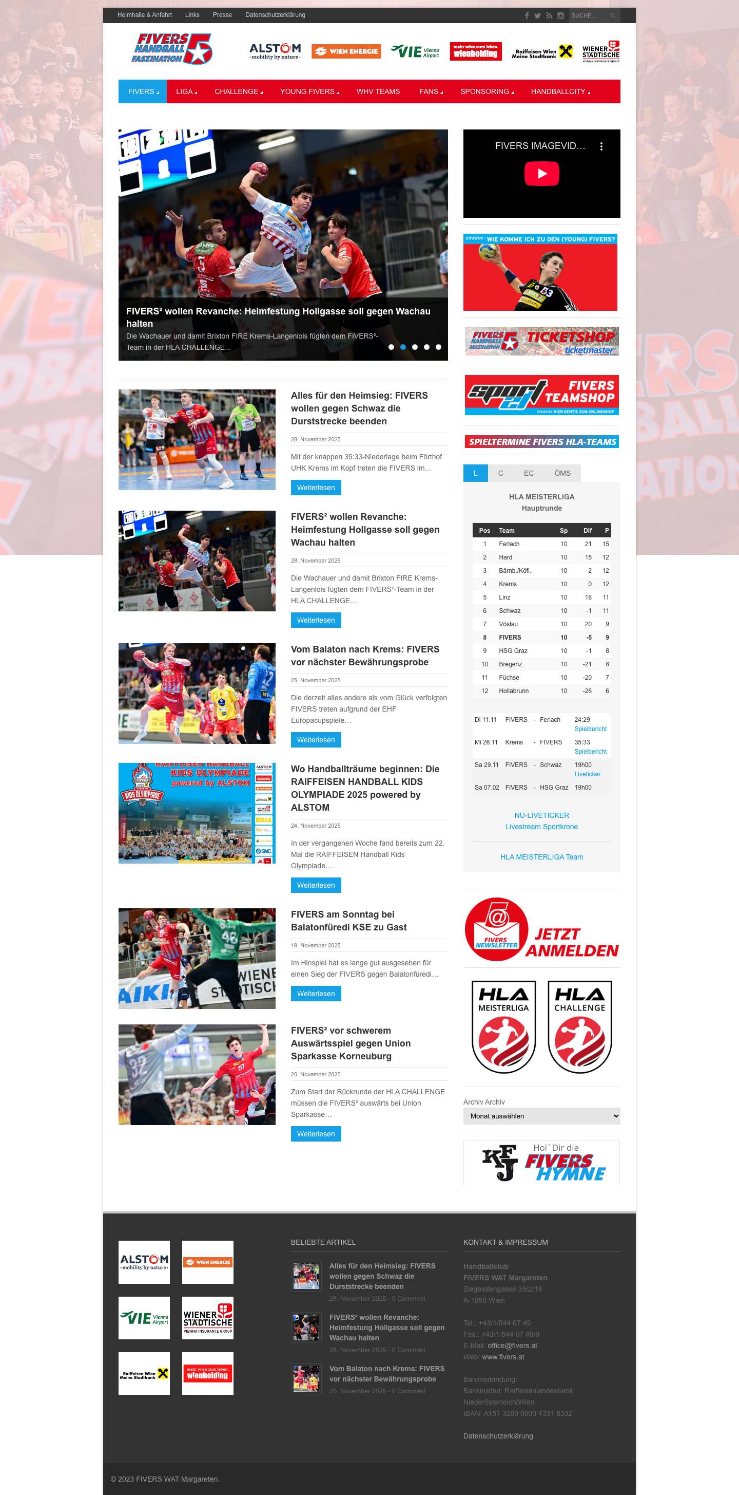 FIVERS WAT Margareten Handballclub | Handball Faszination - Full Screenshot