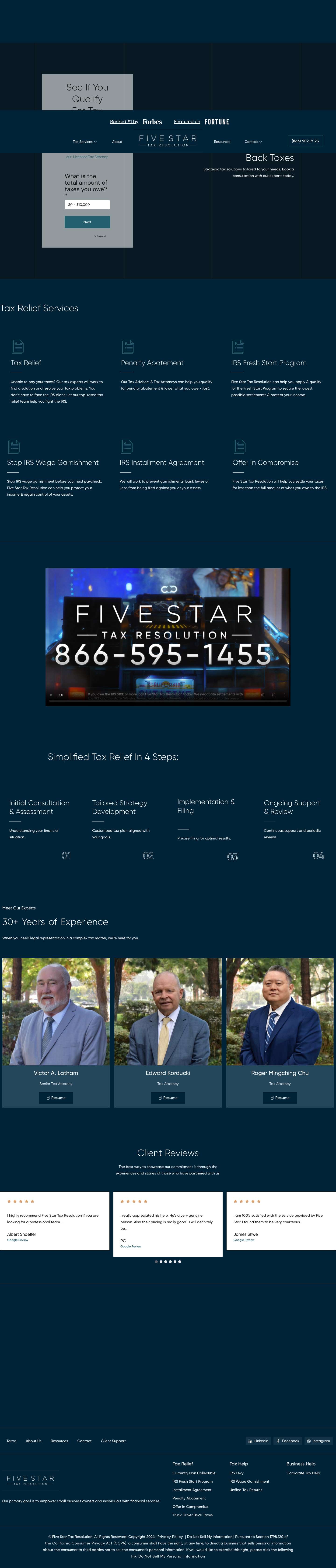 Five Star Tax Resolution – Tax ResolutionThank You Page - Full Screenshot