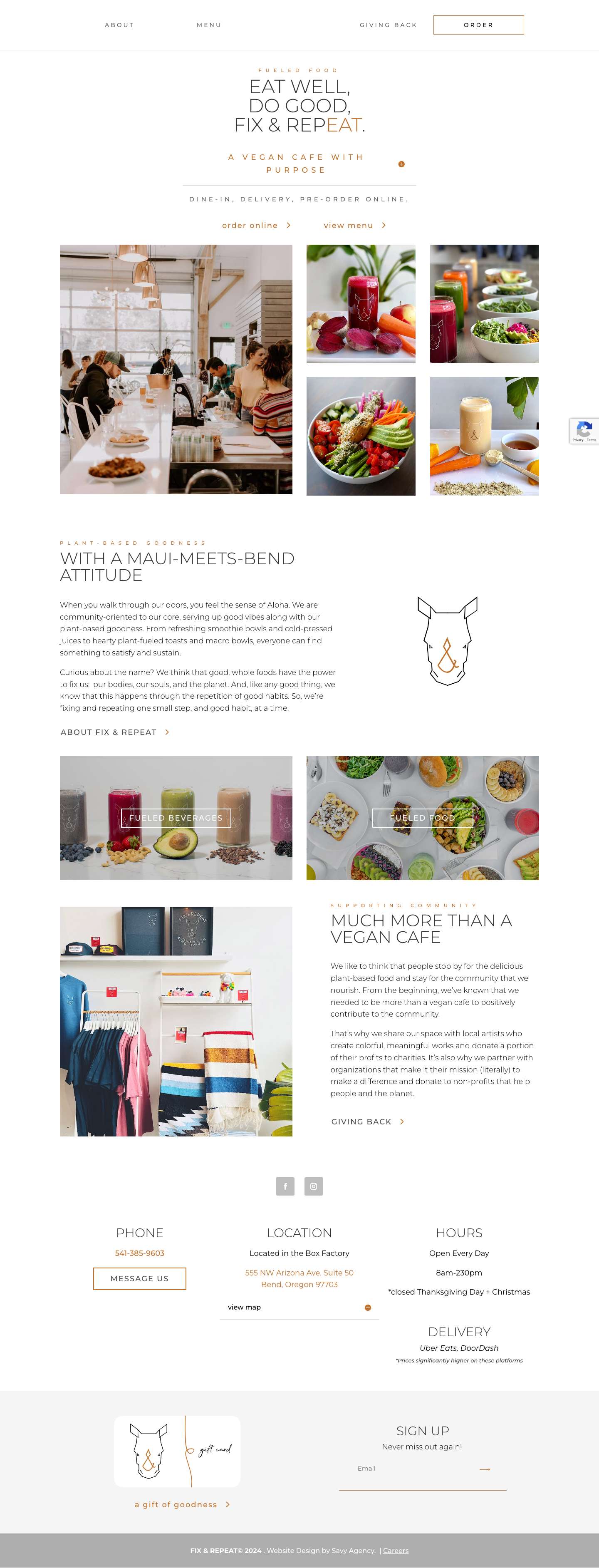 Local, Vegan Cafe | Healthy, Plant-Based Menu | Serving Bend, Oregon - Full Screenshot