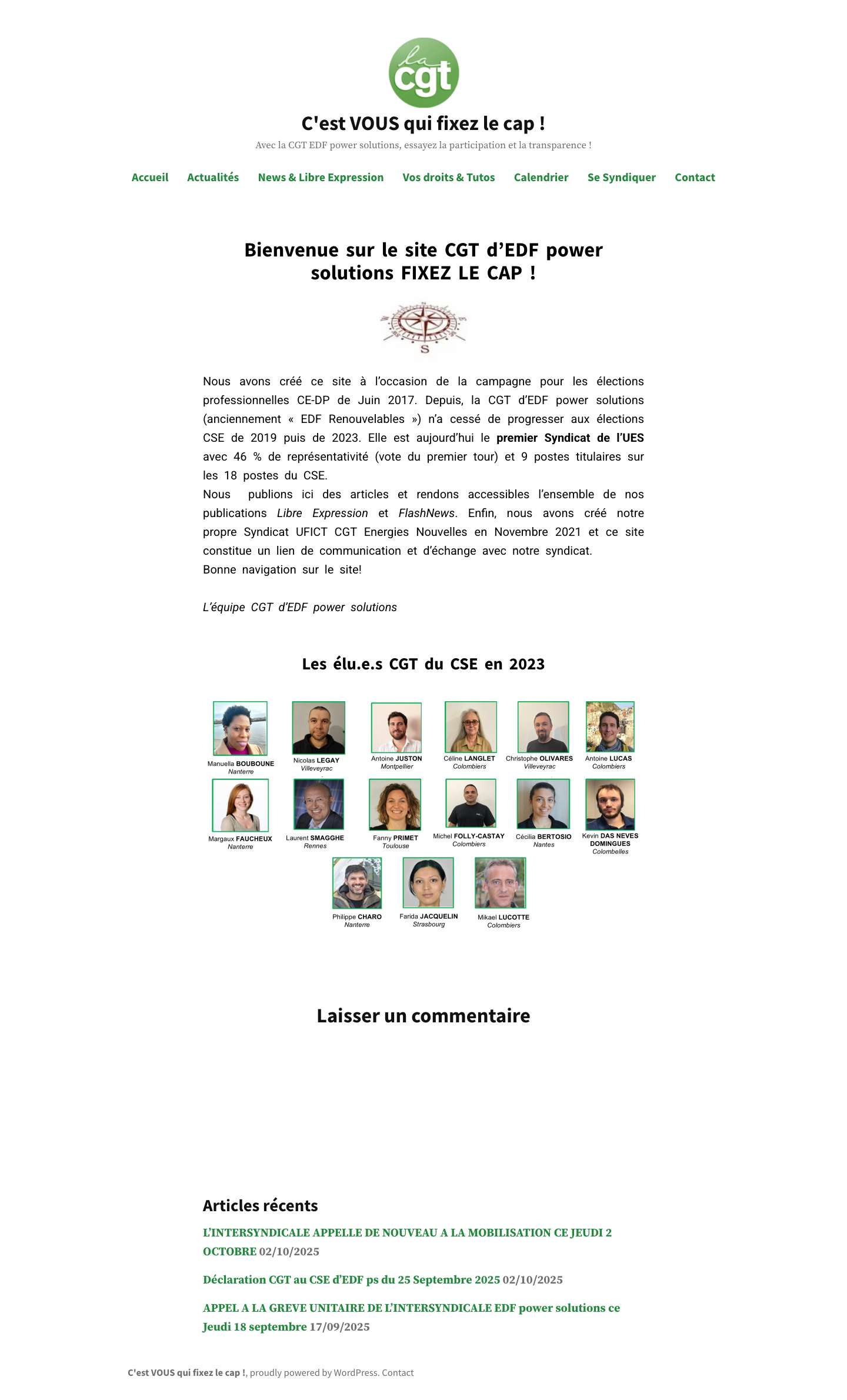 C'est VOUS qui fixez le cap ! – Avec la CGT EDF power solutions, essayez la participation et la transparence ! - Full Screenshot