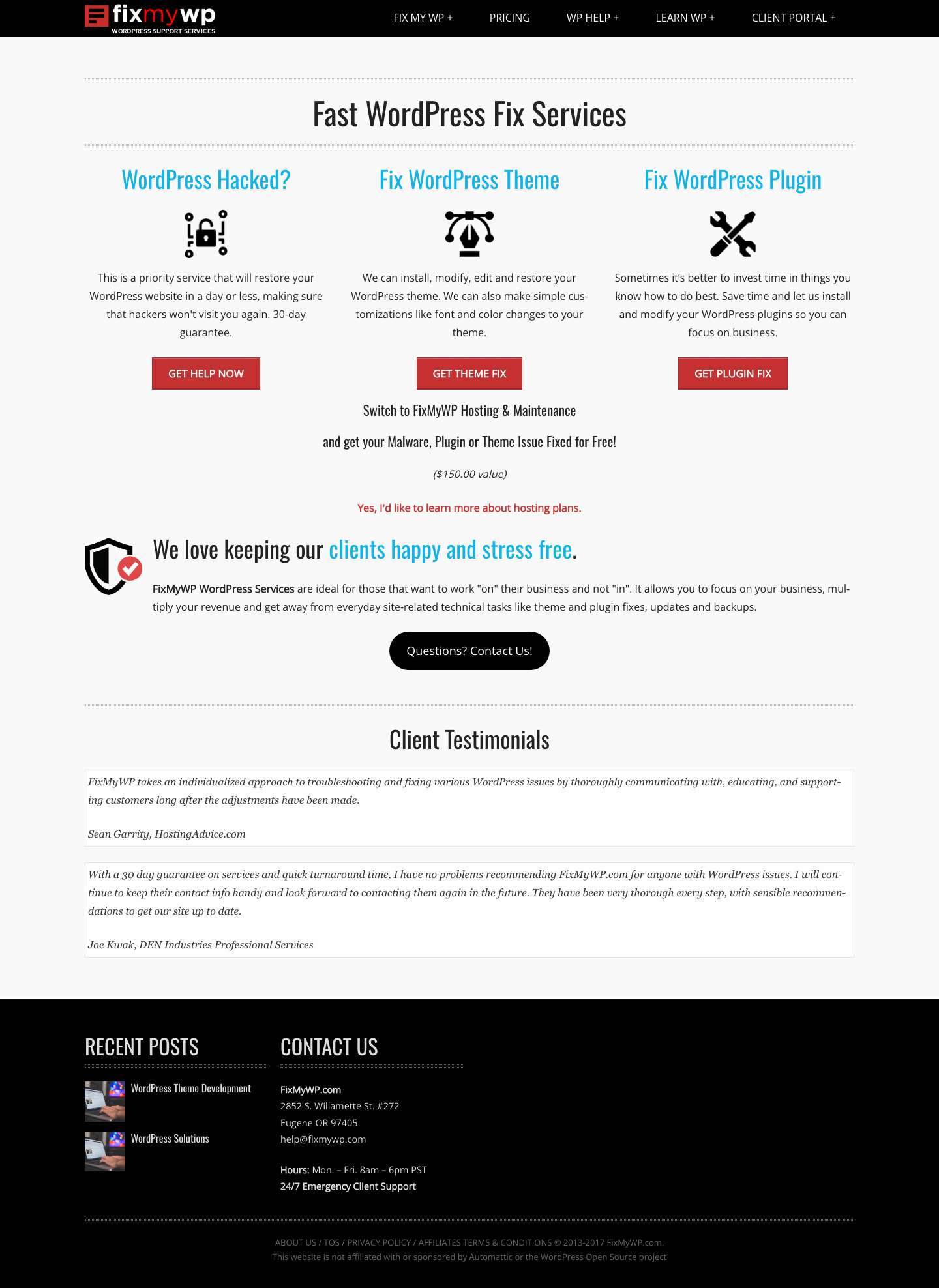 WordPress Plugin and Theme Fixes – WordPress Fixes – Malware Removal – Plugin & Theme Fixes - Full Screenshot