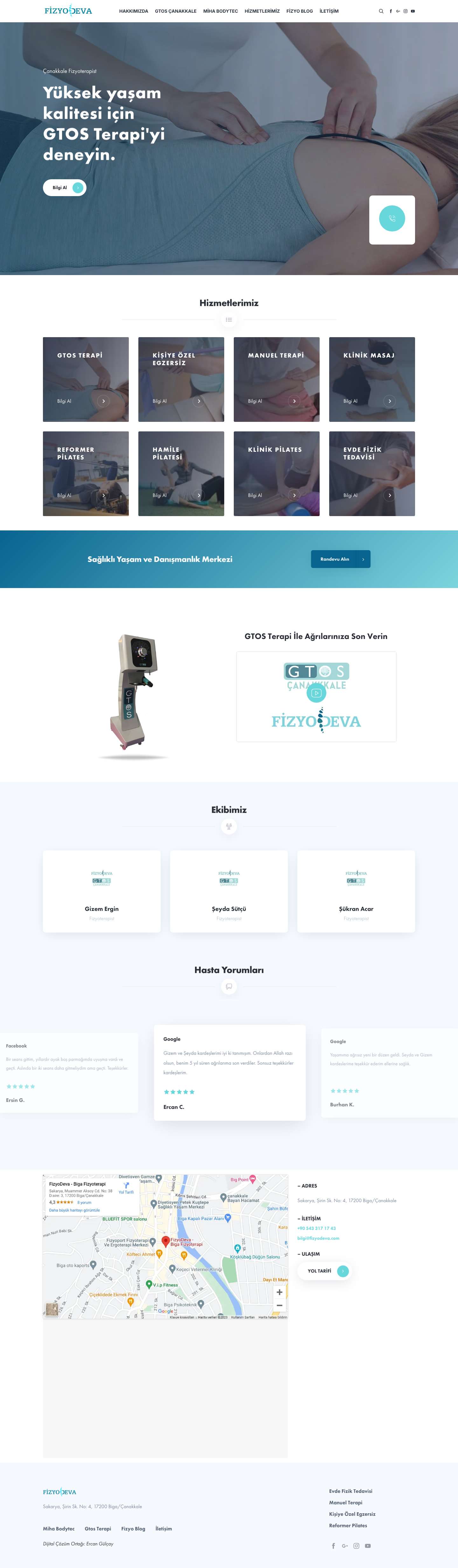 Fizyodeva - Çanakkale Biga Fizyoterapist - Gtos Terapi - Full Screenshot