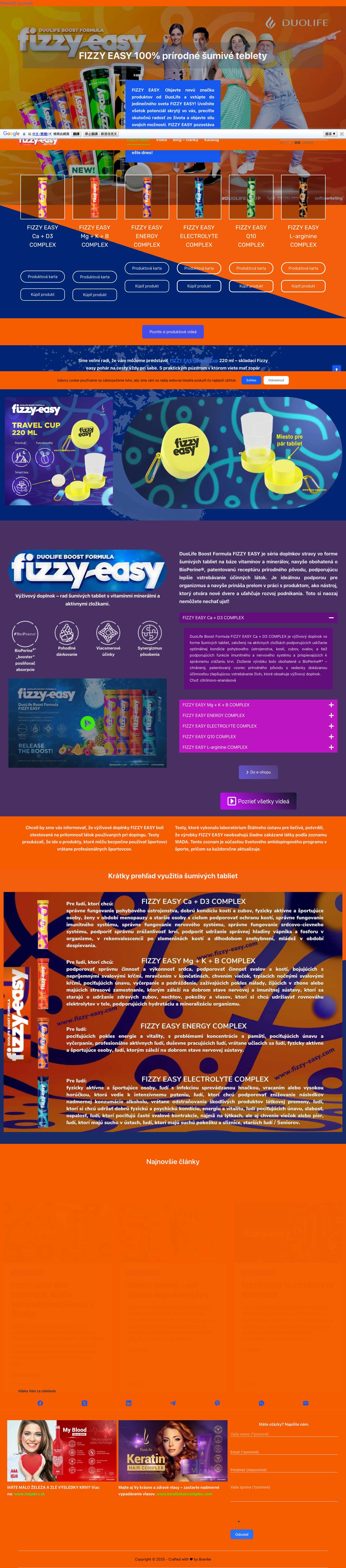 FIZZY EASY 100% prírodné doplnky výživy - Full Screenshot