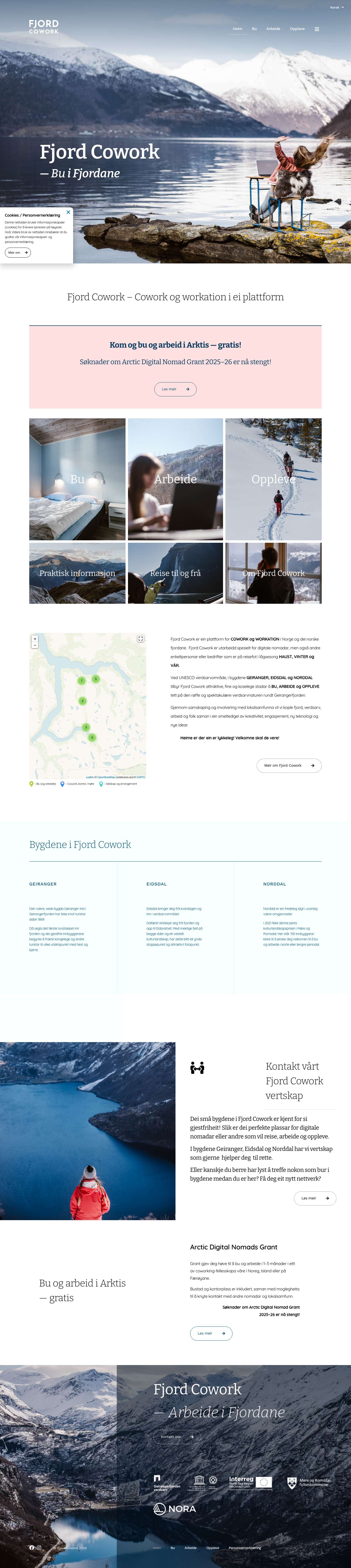 Fjord Cowork - Bu, Arbeide og Oppleve i Fjordane - Full Screenshot