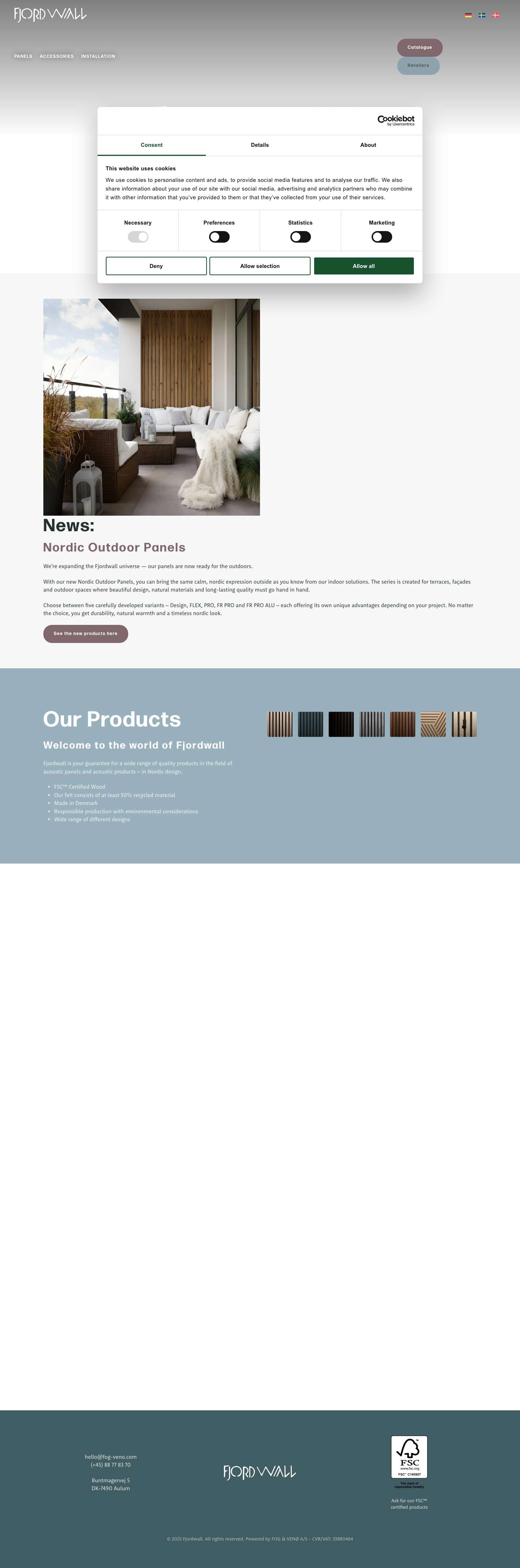 Fjordwall: Premier Acoustic Panels & Design Solutions - Full Screenshot
