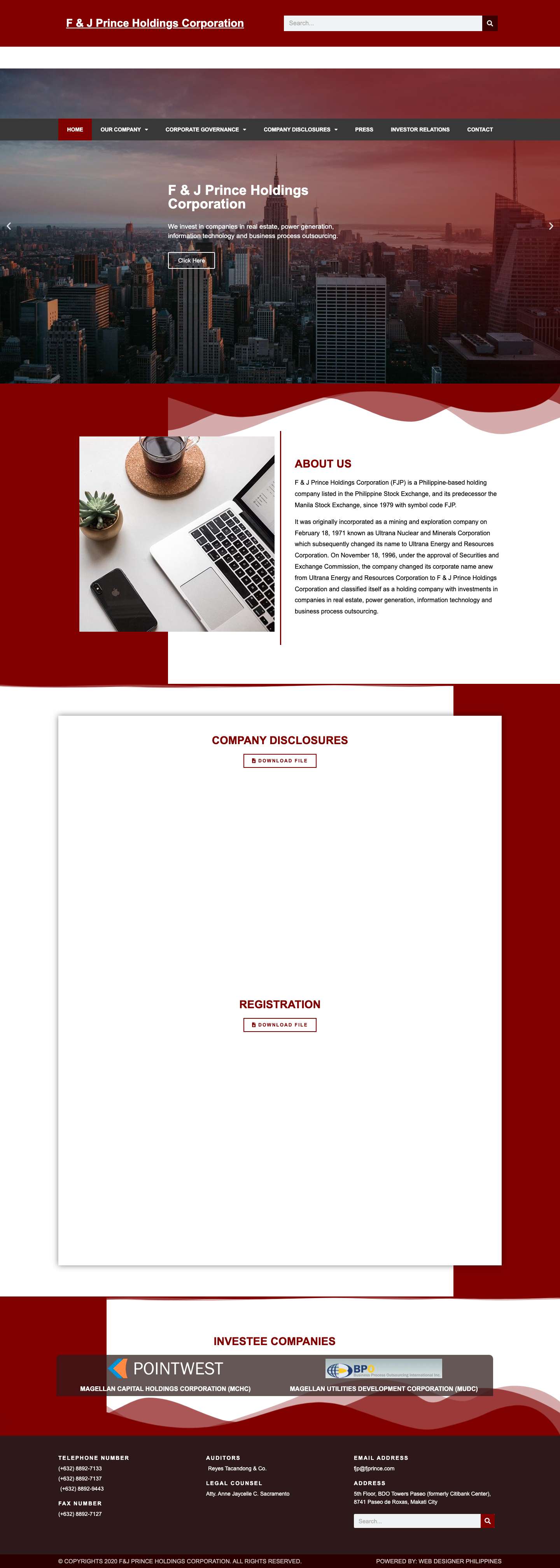 Home - F & J Prince Holdings Corporation - Full Screenshot